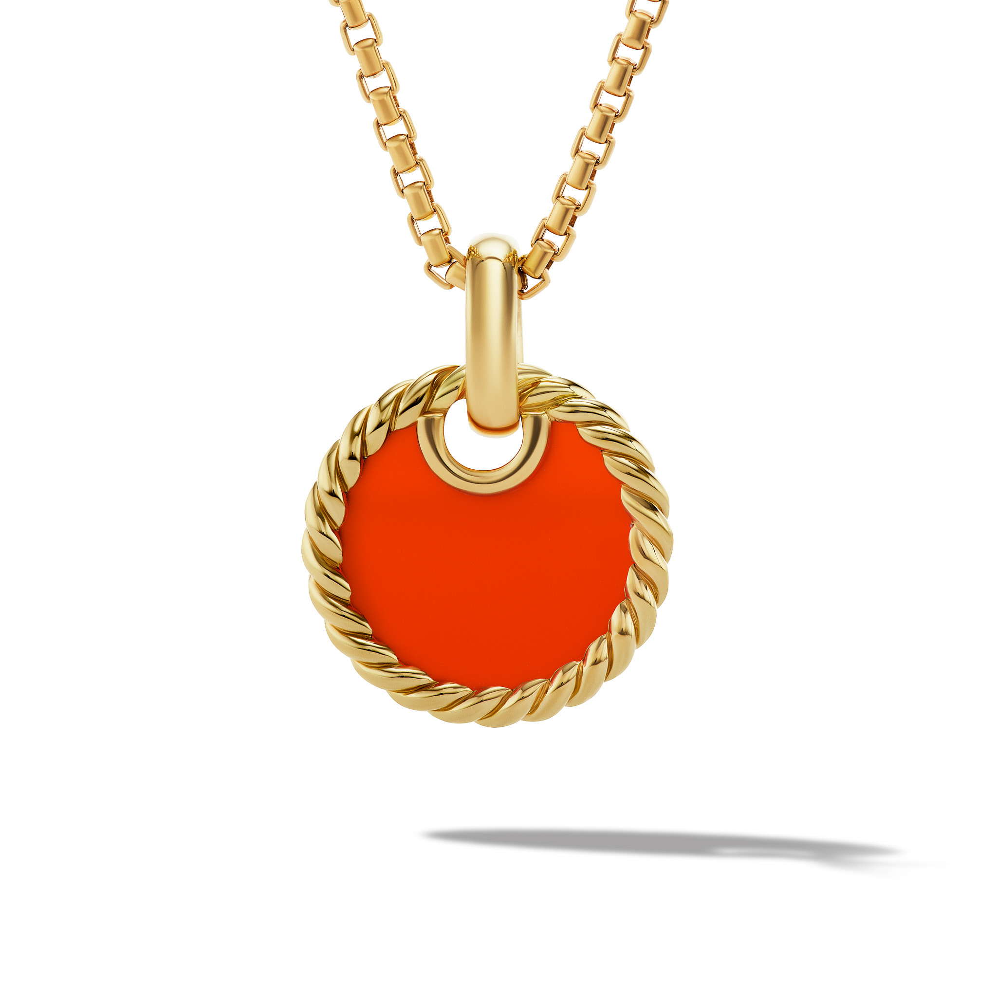 DY Elements® Disc Pendant in 18K Yellow Gold with Carnelian, 15.5mm DY Elements® Disc Pendant in 18K Yellow Gold with Carnelian, 15.5mm