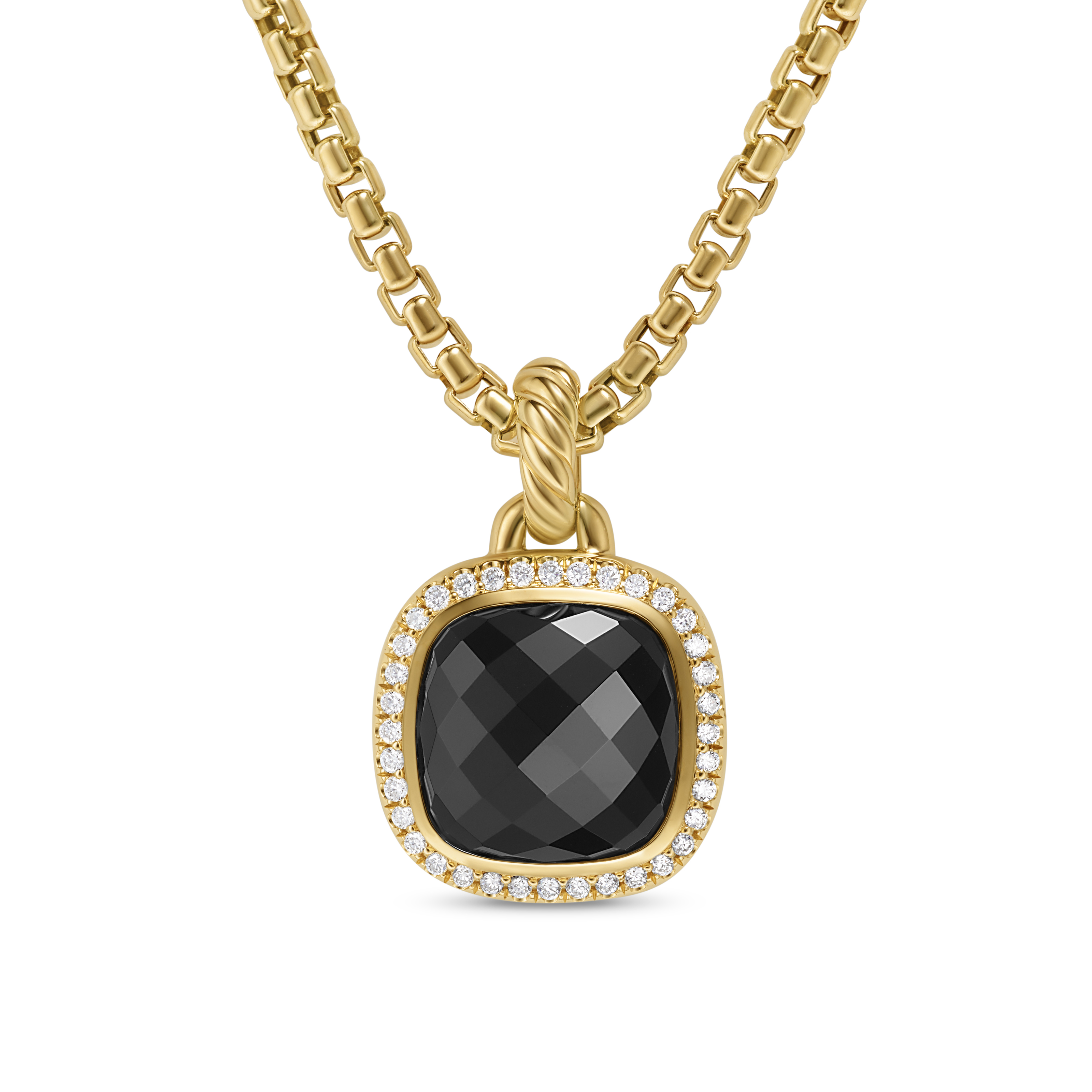 Albion® Pendant in 18K Yellow Gold with Black Onyx and Diamonds, 11mm