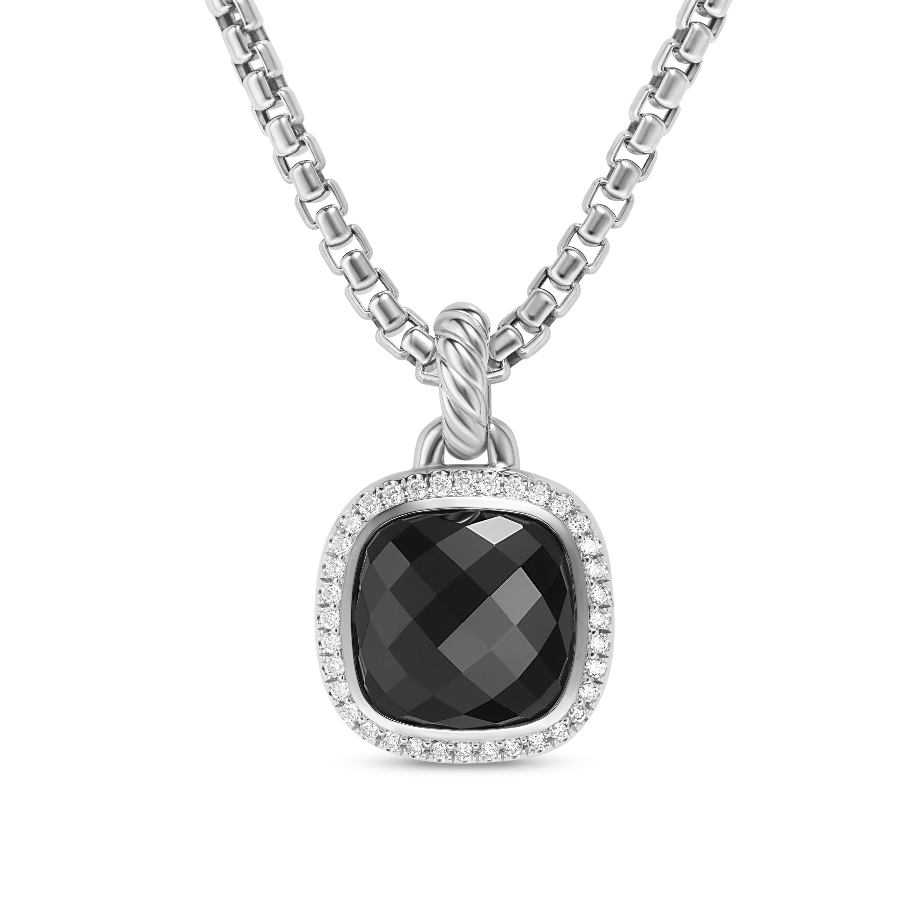 Albion® Pendant in Sterling Silver with Black Onyx and Diamonds, 11mm