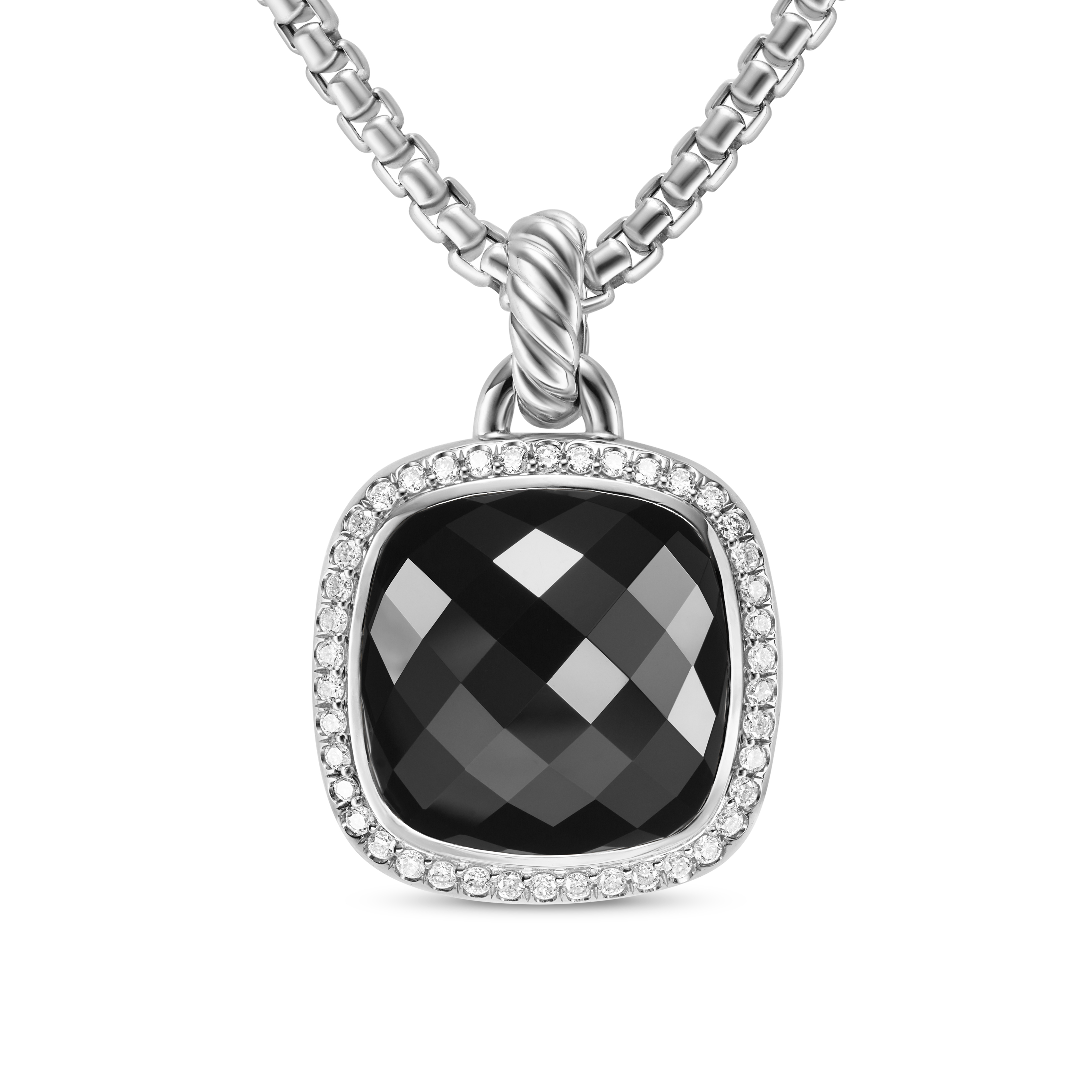 Albion® Pendant in Sterling Silver with Black Onyx and Diamonds, 15mm Albion® Pendant in Sterling Silver with Black Onyx and Diamonds, 15mm