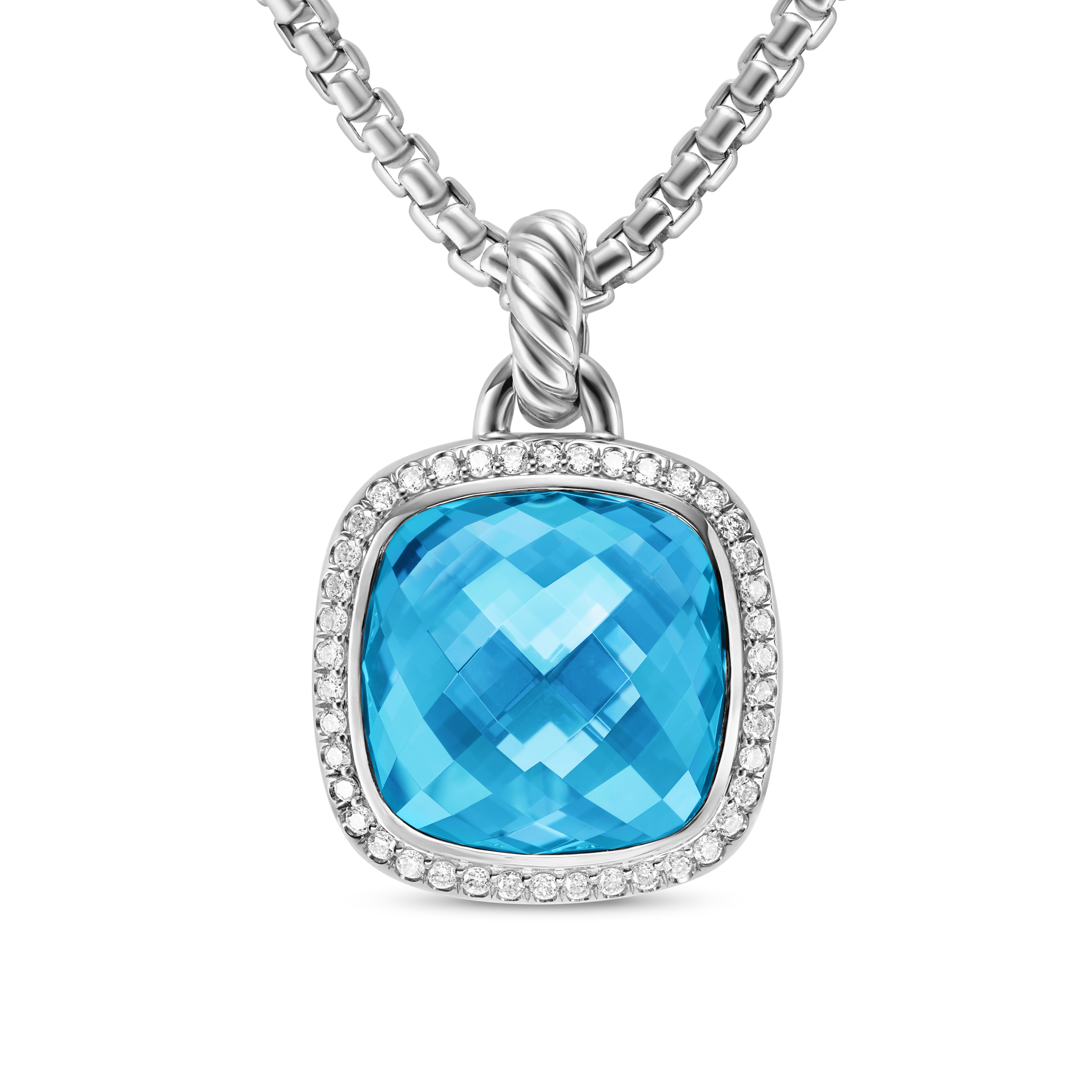 Albion® Pendant in Sterling Silver with Blue Topaz and Diamonds, 15mm Albion® Pendant in Sterling Silver with Blue Topaz and Diamonds, 15mm