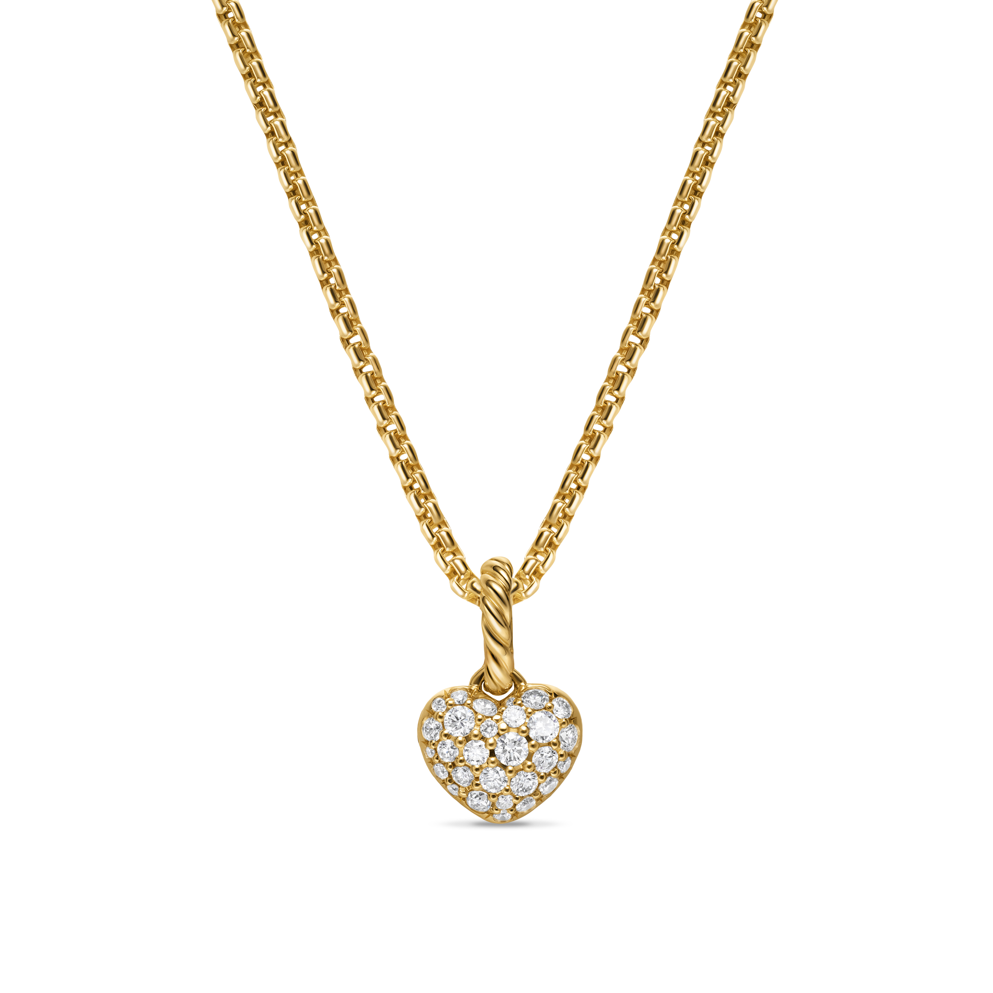 Petite Pavé Heart Amulet in 18K Yellow Gold with Diamonds, 7.4mm Petite Pavé Heart Amulet in 18K Yellow Gold with Diamonds, 7.4mm
