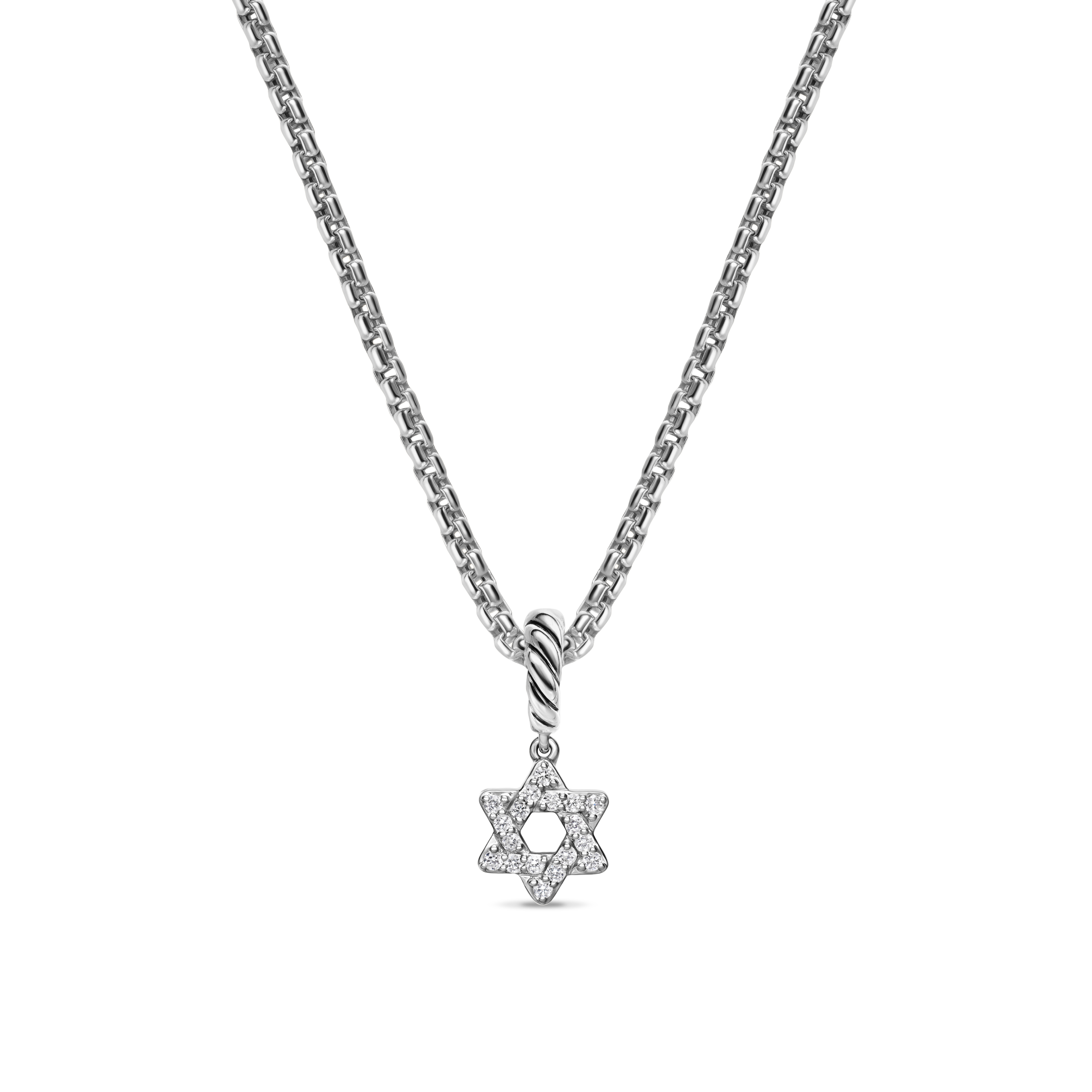 Micro Pavé Star of David Amulet in Sterling Silver with Diamonds, 7.4mm Micro Pavé Star of David Amulet in Sterling Silver with Diamonds, 7.4mm