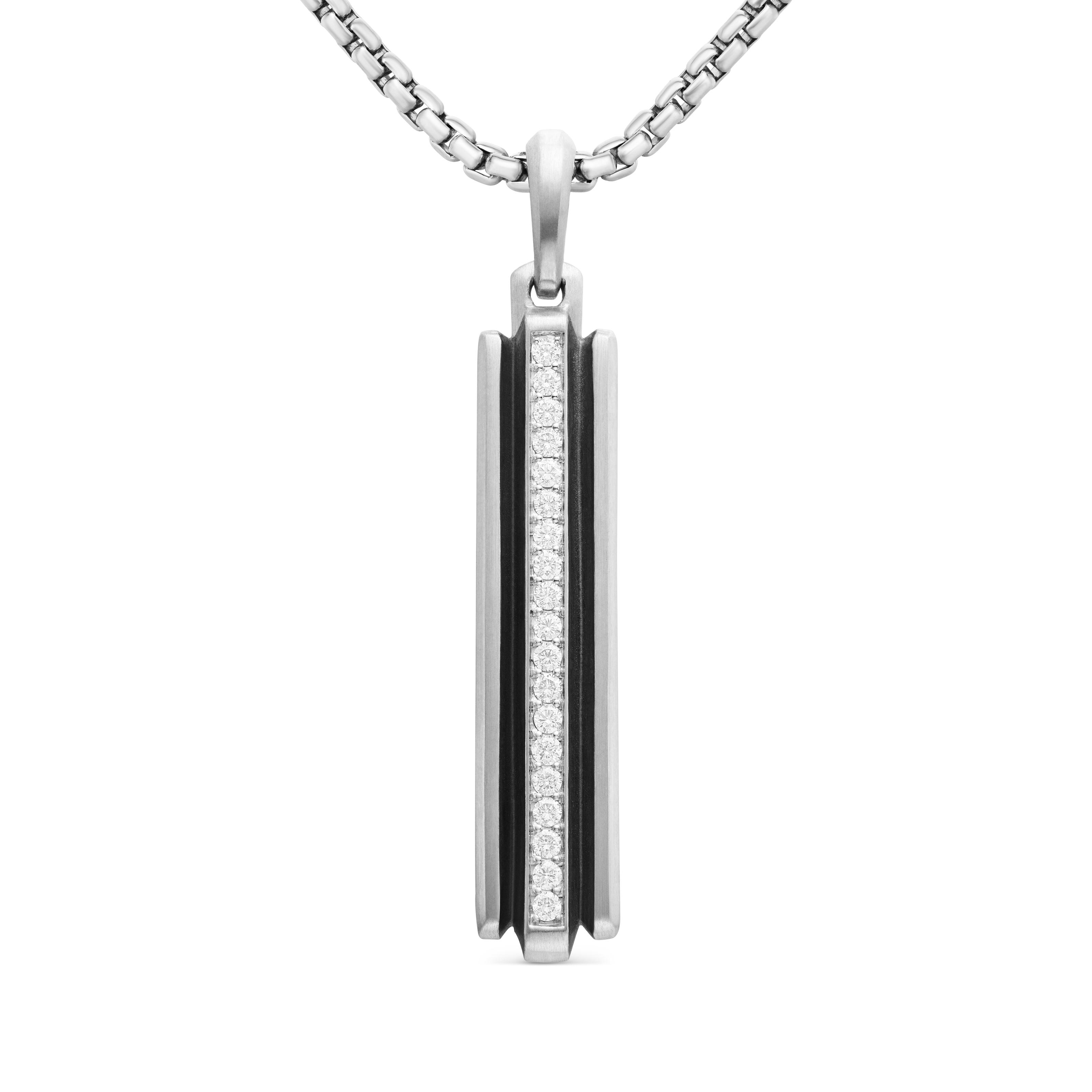 Deco Ingot Tag in Sterling Silver with Diamonds, 51mm Deco Ingot Tag in Sterling Silver with Diamonds, 51mm