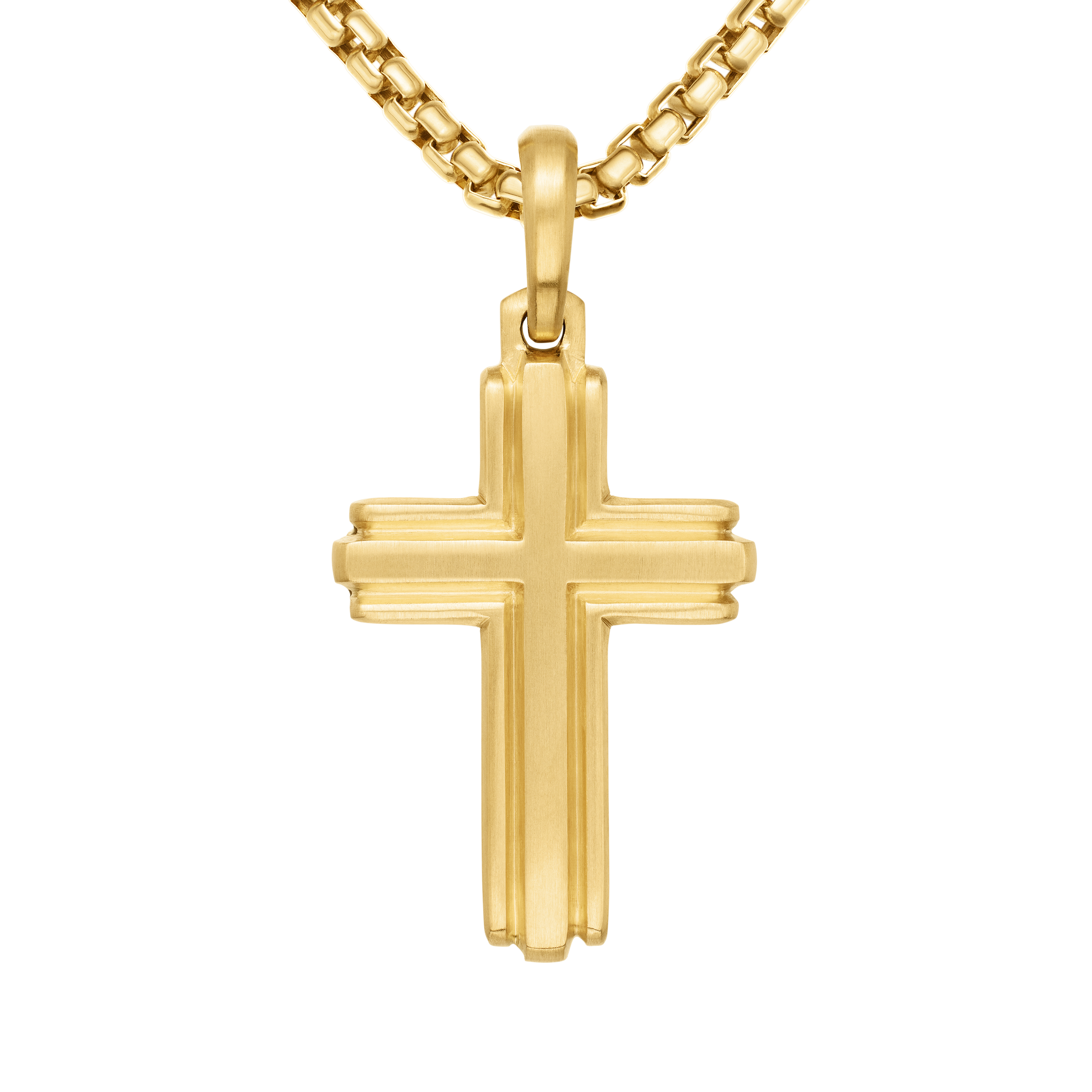 Deco Cross Pendant in 18K Yellow Gold, 34mm Deco Cross Pendant in 18K Yellow Gold, 34mm