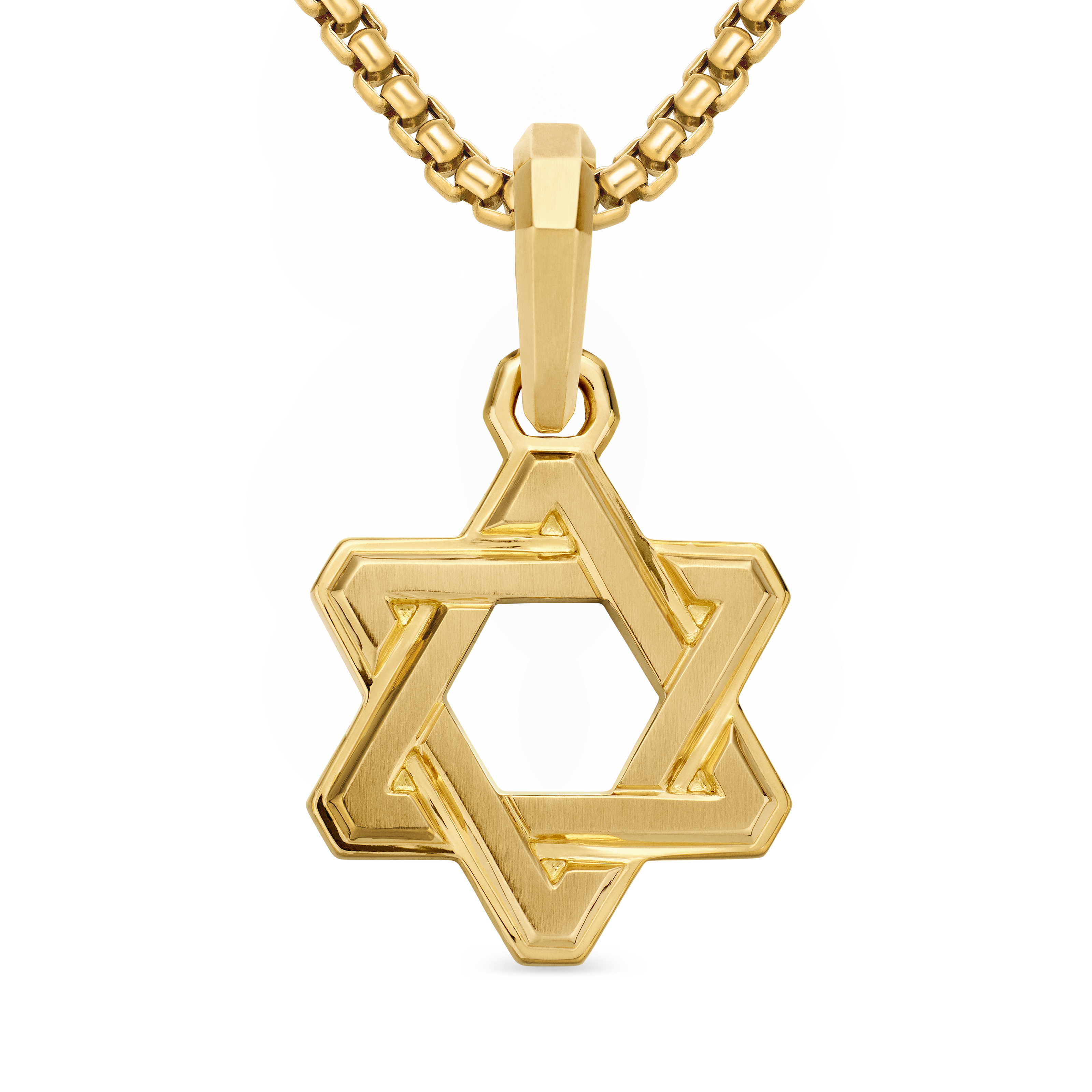 Deco Star of David Pendant in 18K Yellow Gold, 24mm