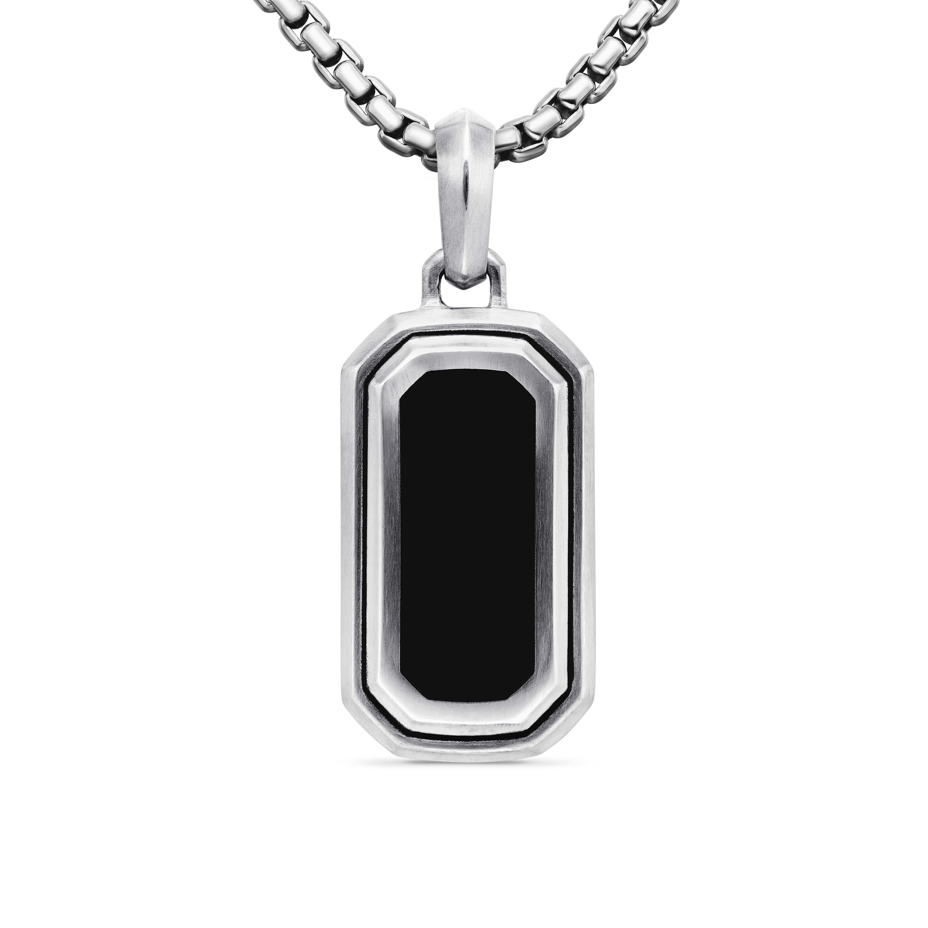 Deco Amulet in Sterling Silver with Black Onyx, 31.7mm