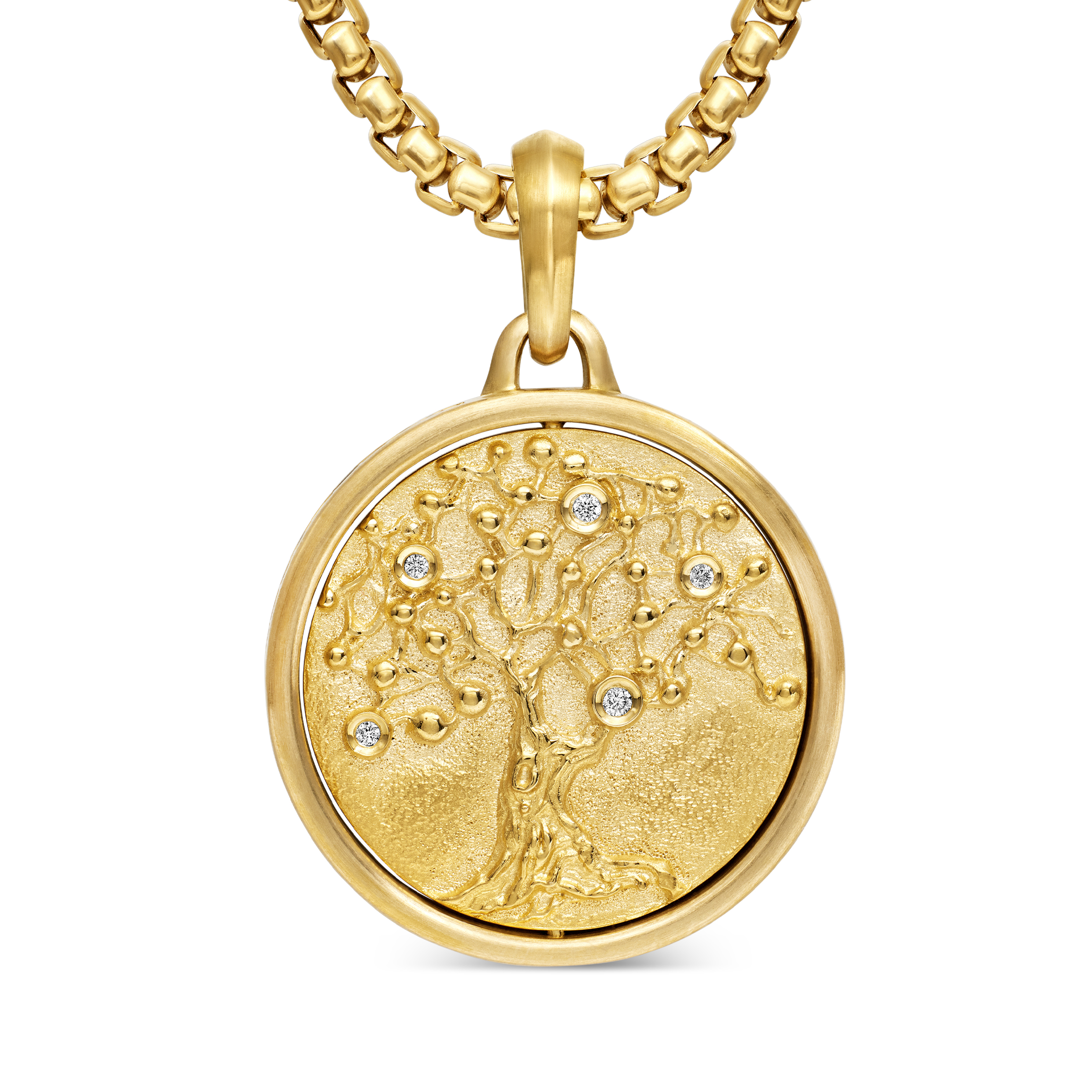 Life and Death Duality Amulet in 18K Yellow Gold with Diamonds, 30mm
