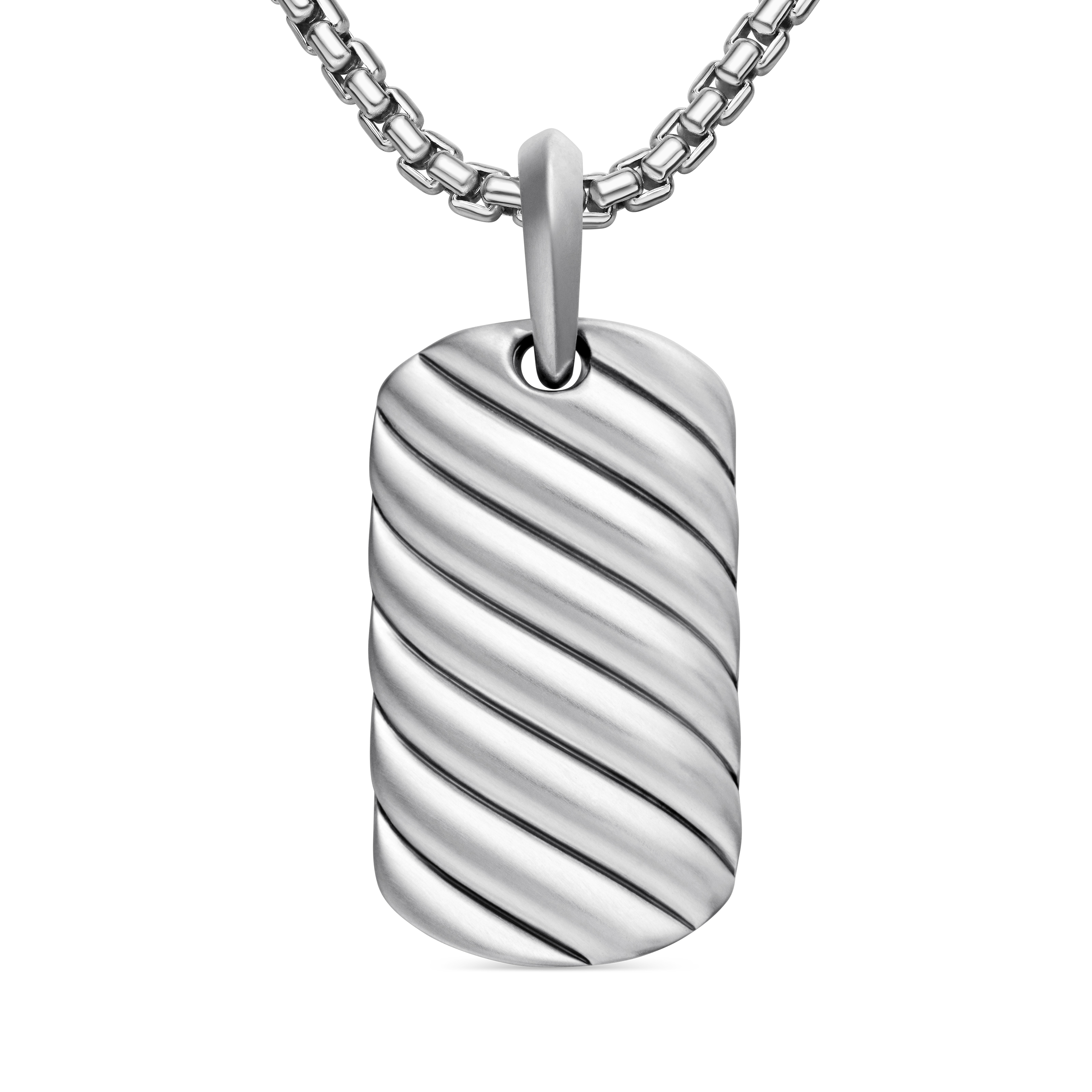 Sculpted Cable Tag in Sterling Silver, 27mm Sculpted Cable Tag in Sterling Silver, 27mm