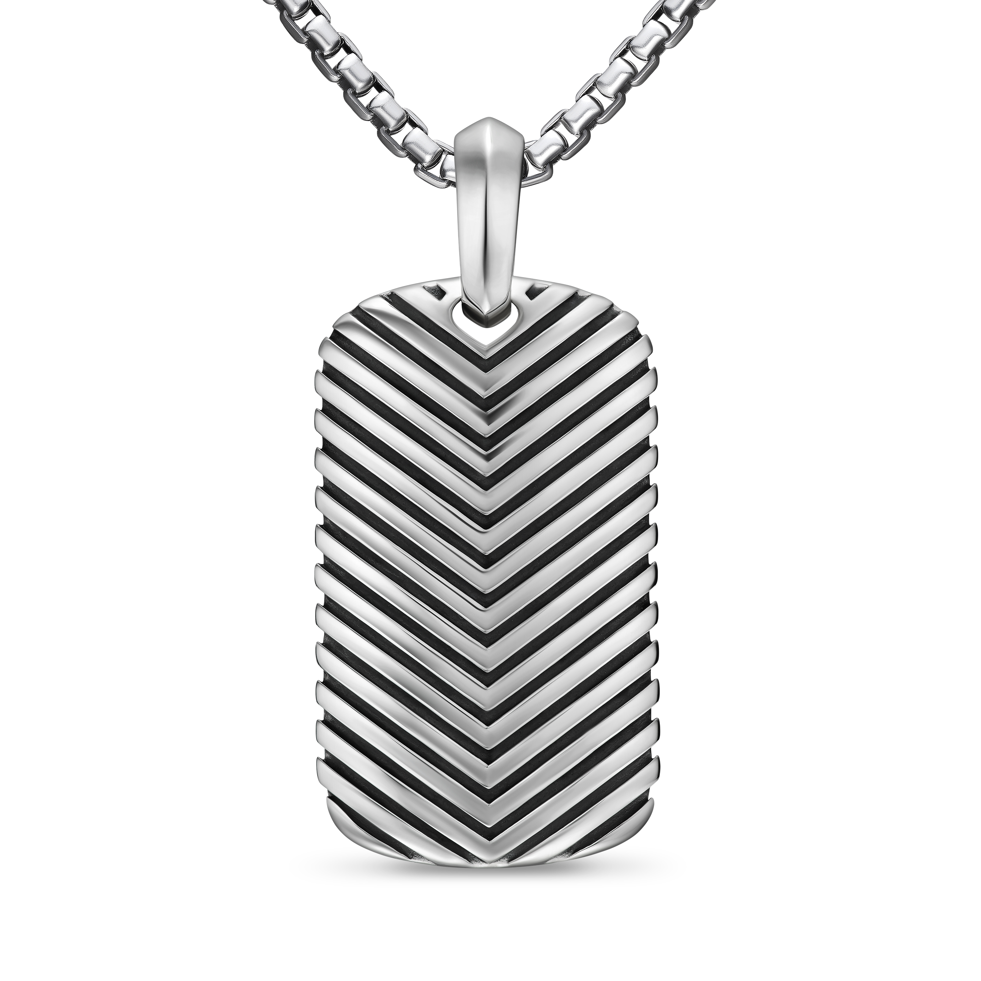 Chevron Tag in Sterling Silver, 34mm Chevron Tag in Sterling Silver, 34mm