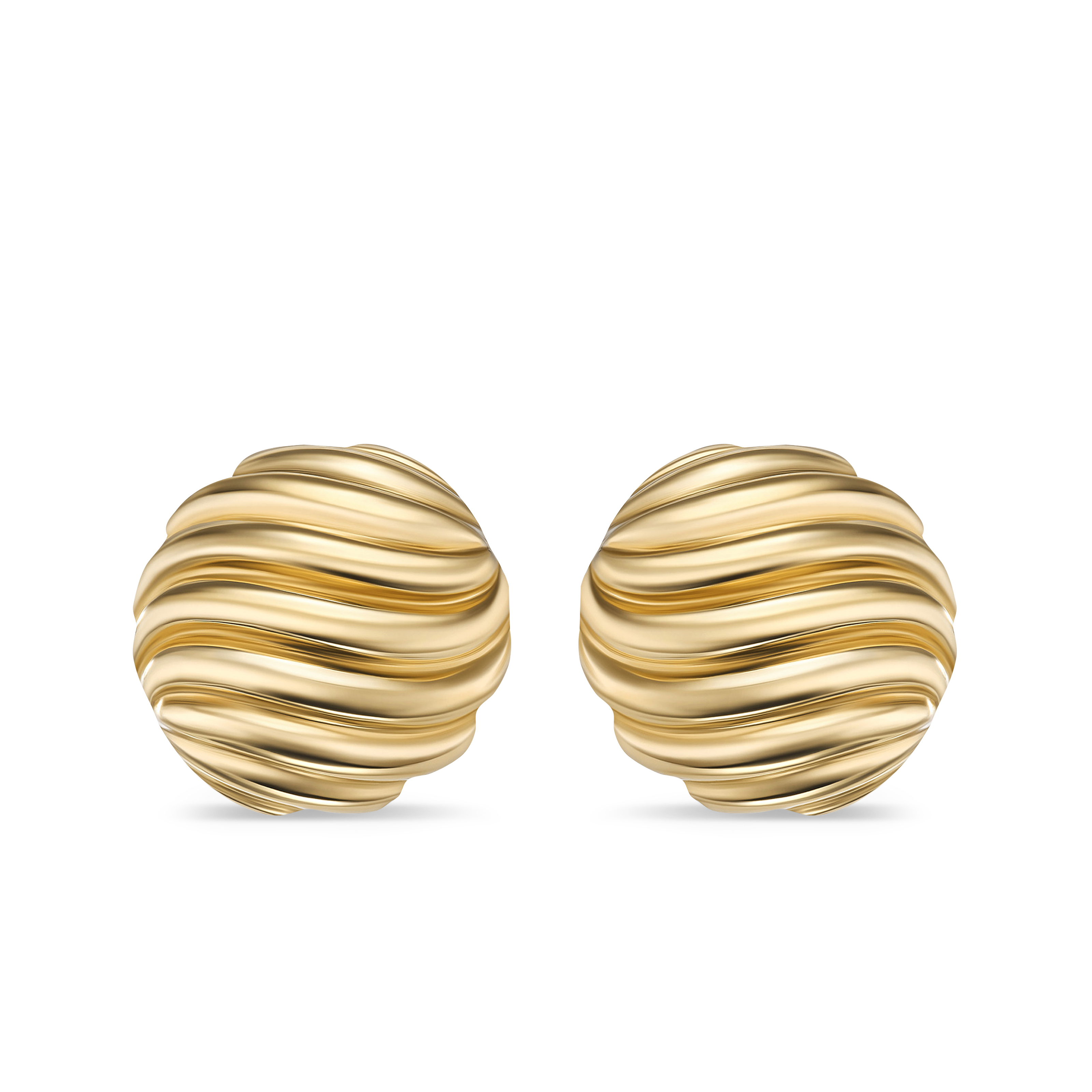 14 mm Sculpted Carved Cable Earrings in 18k Yellow Gold 14 mm Sculpted Carved Cable Earrings in 18k Yellow Gold