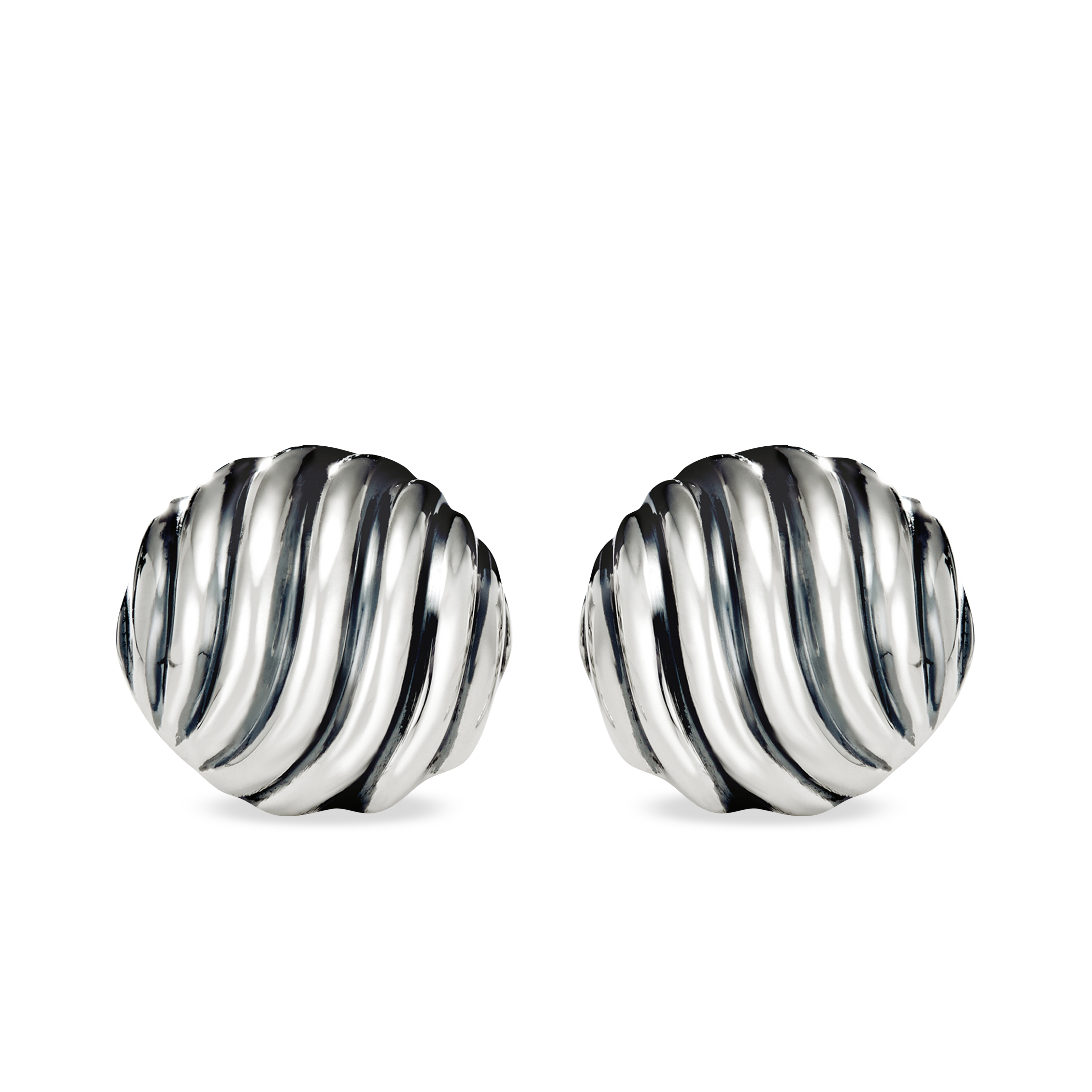 14 mm Sculpted Carved Cable Earrings in Sterling Silver 14 mm Sculpted Carved Cable Earrings in Sterling Silver