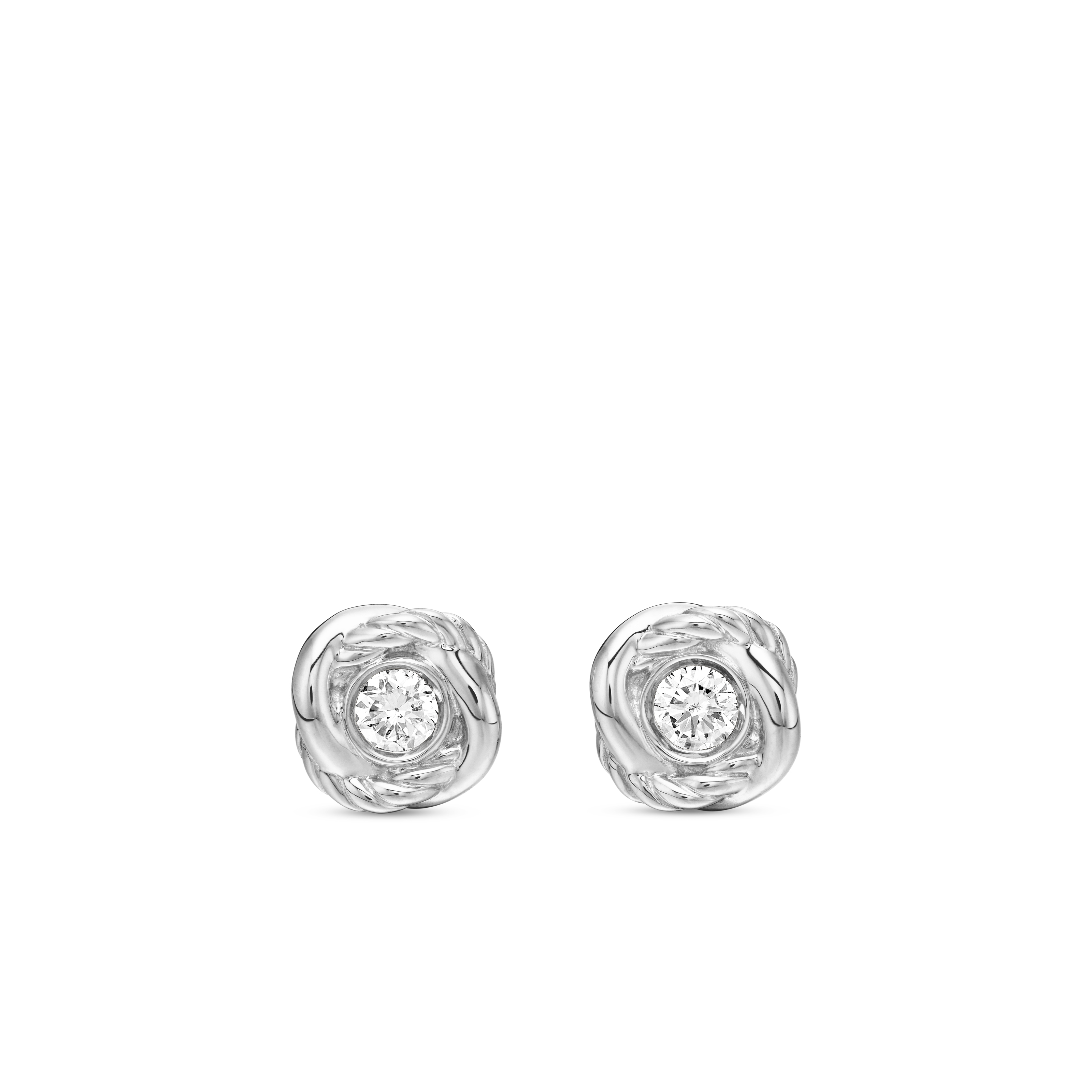 Infinity Stud Earrings in Sterling Silver with Diamonds, 6.8mm