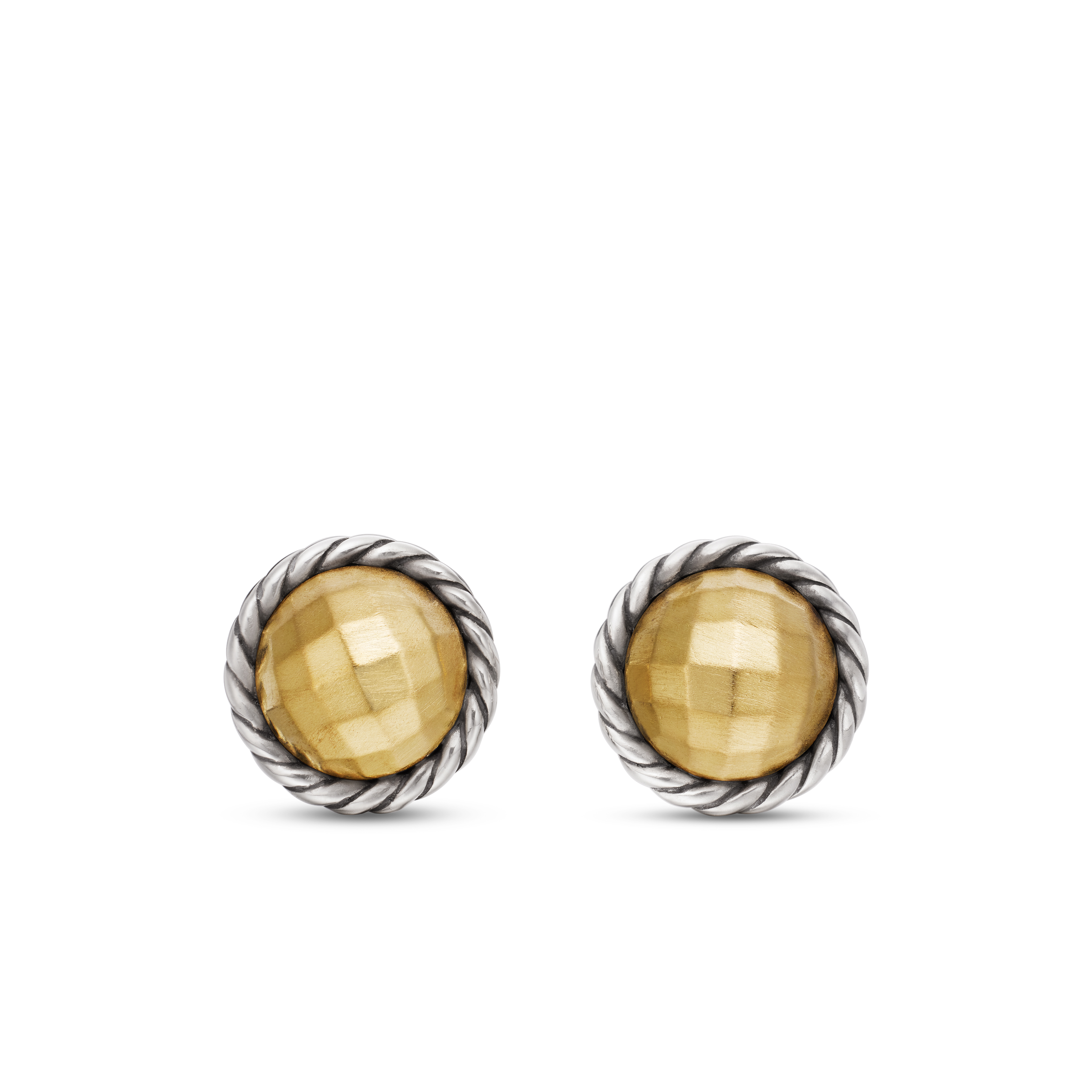 Petite Chatelaine® Stud Earrings in Sterling Silver with 18K Yellow Gold Domes, 8mm