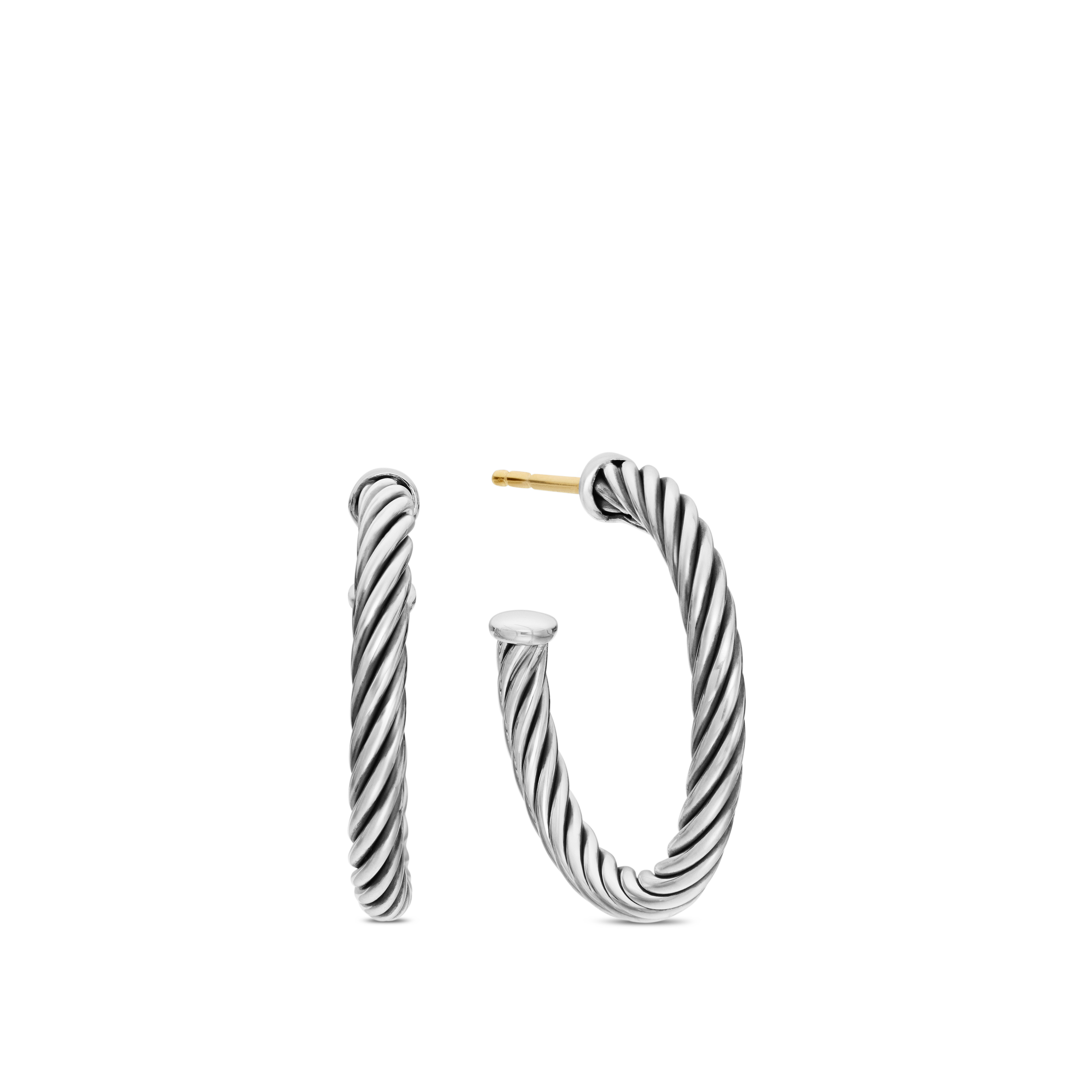 Cable Hoop Earrings in Sterling Silver, 3/4in Cable Hoop Earrings in Sterling Silver, 3/4in