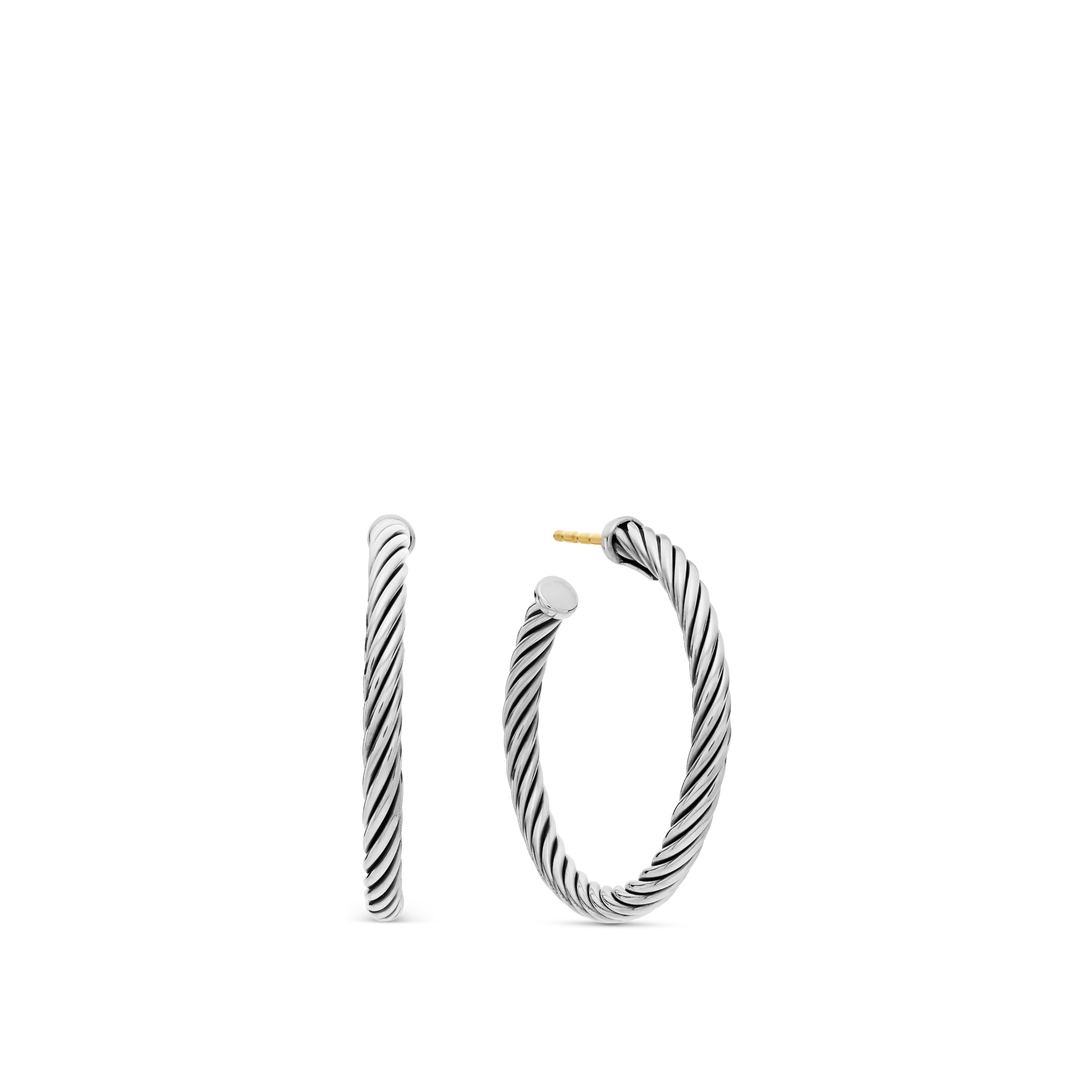 Cable Hoop Earrings in Sterling Silver, 1in Cable Hoop Earrings in Sterling Silver, 1in