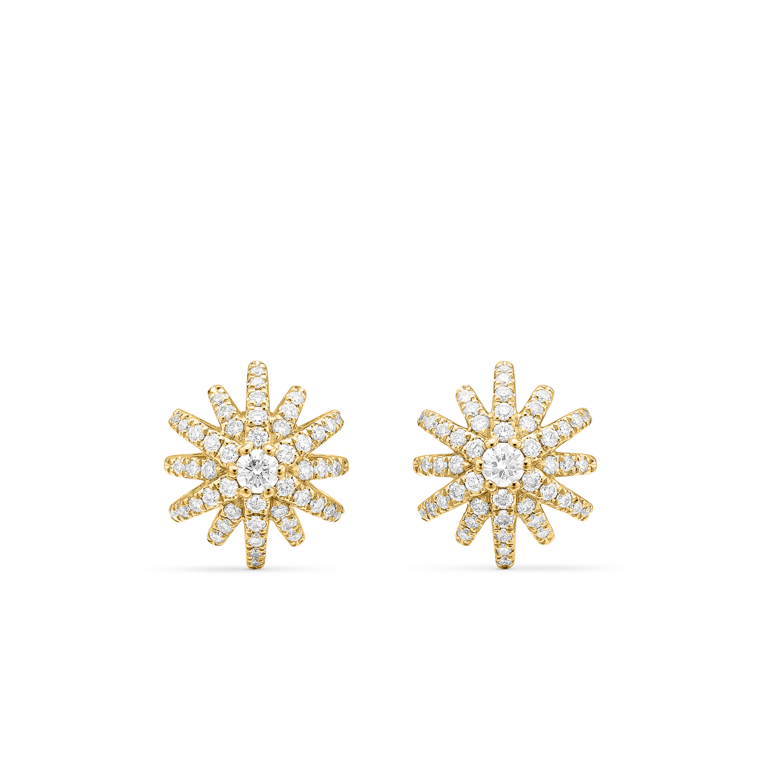 Starburst Stud Earrings in 18K Yellow Gold with Diamonds, 11.7mm Starburst Stud Earrings in 18K Yellow Gold with Diamonds, 11.7mm