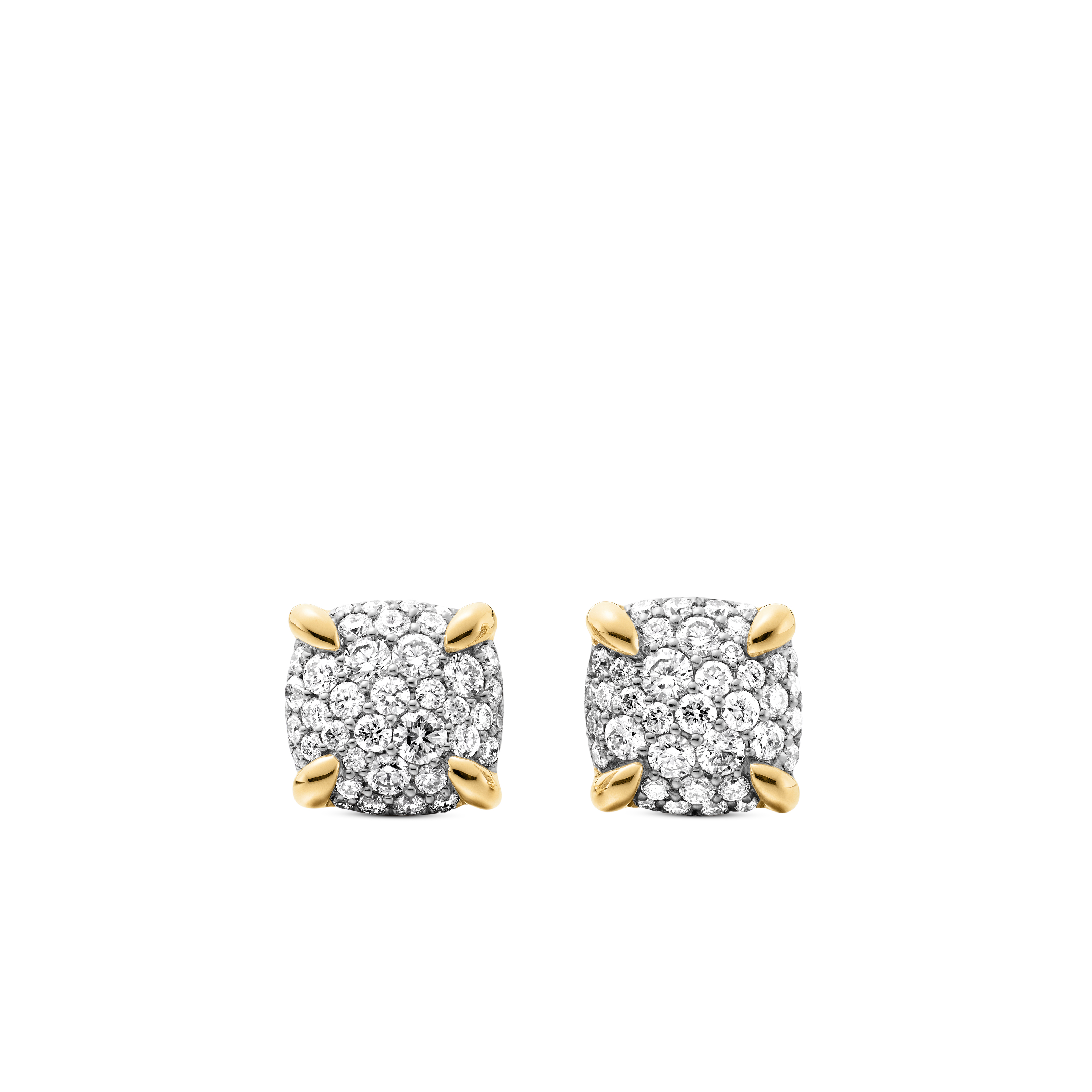 Chatelaine® Stud Earrings in 18K Yellow Gold with Pavé Diamonds, 8mm Chatelaine® Stud Earrings in 18K Yellow Gold with Pavé Diamonds, 8mm