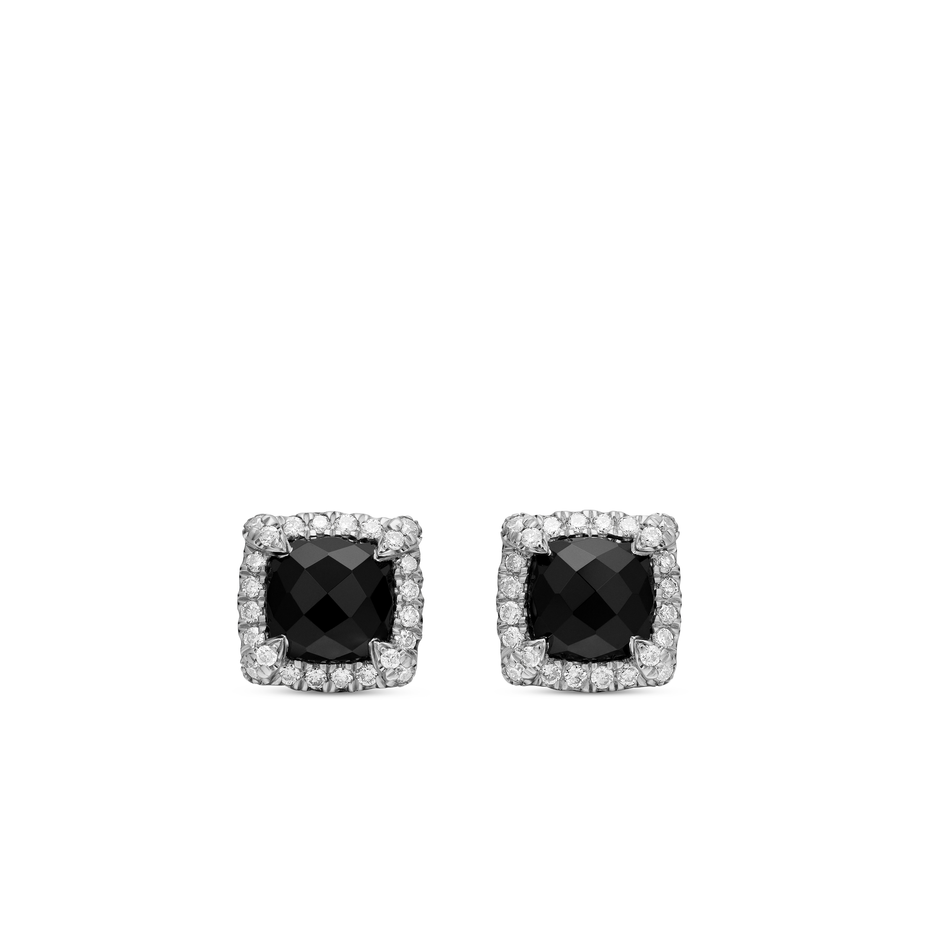 Petite Chatelaine® Pavé Bezel Stud Earrings in Sterling Silver with Black Onyx and Diamonds, 5mm Petite Chatelaine® Pavé Bezel Stud Earrings in Sterling Silver with Black Onyx and Diamonds, 5mm