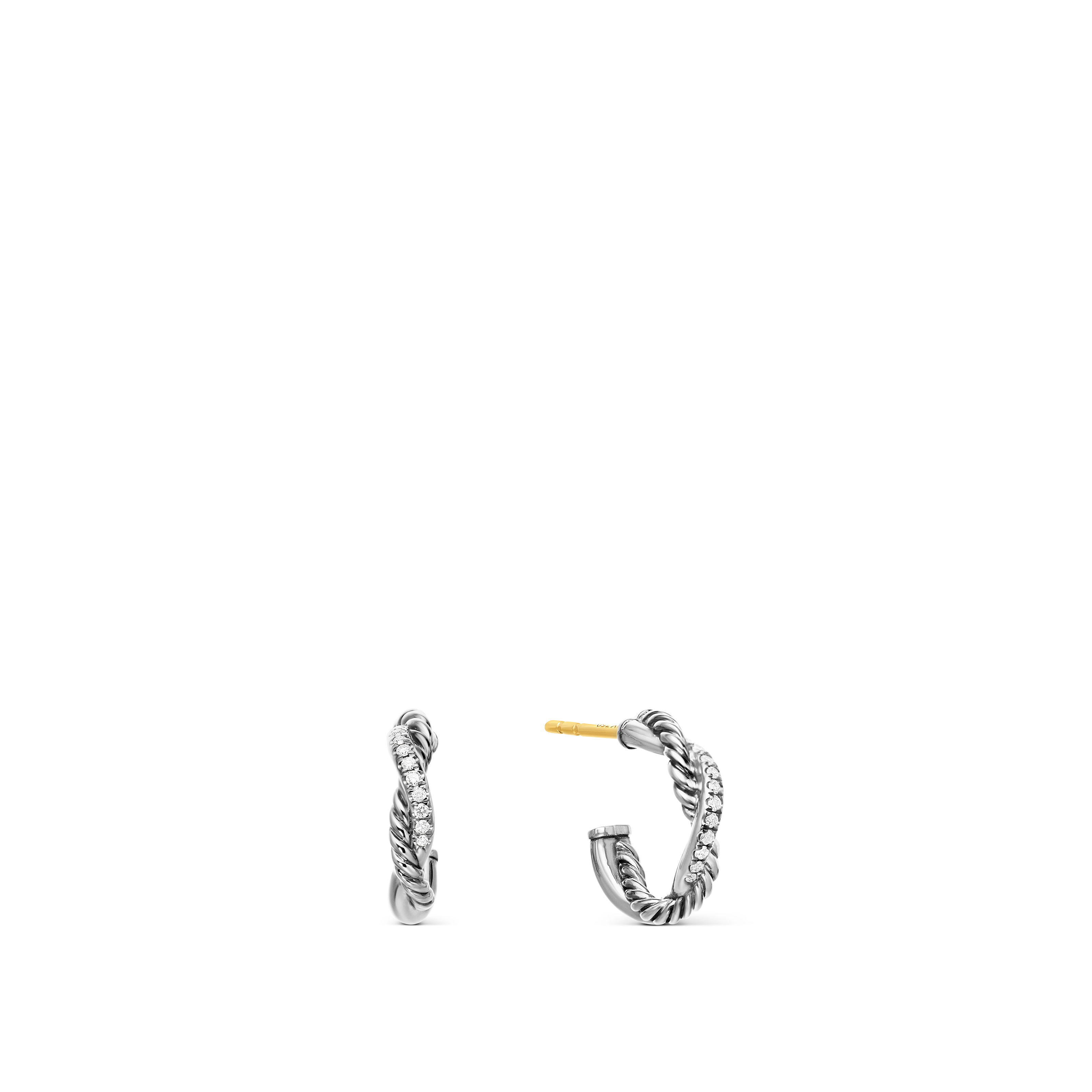 Petite Infinity Huggie Hoop Earrings in Sterling Silver with Diamonds, 3mm Petite Infinity Huggie Hoop Earrings in Sterling Silver with Diamonds, 3mm