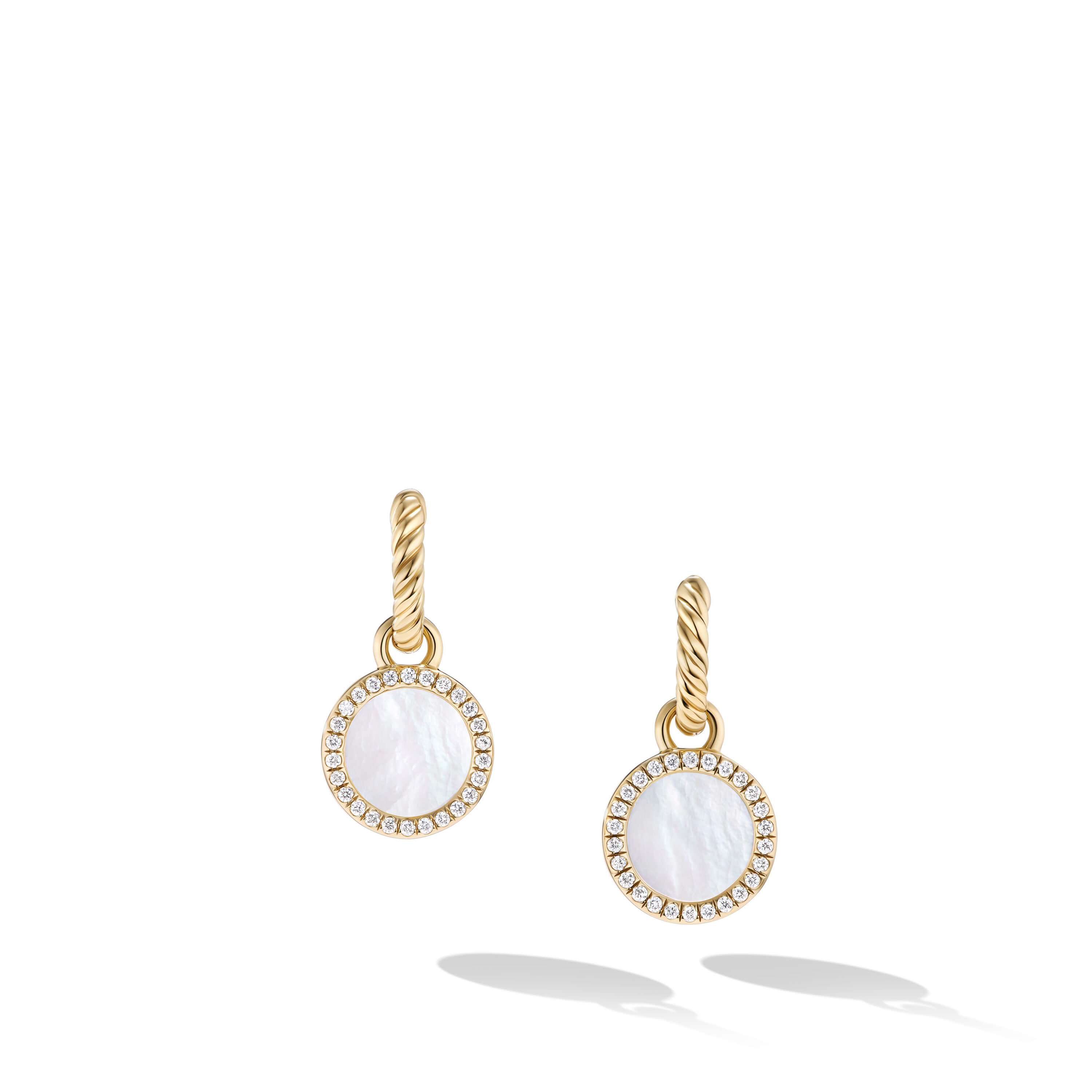 Petite DY Elements® Drop Earrings in 18K Yellow Gold with Mother of Pearl and Diamonds, 22.6mm Petite DY Elements® Drop Earrings in 18K Yellow Gold with Mother of Pearl and Diamonds, 22.6mm