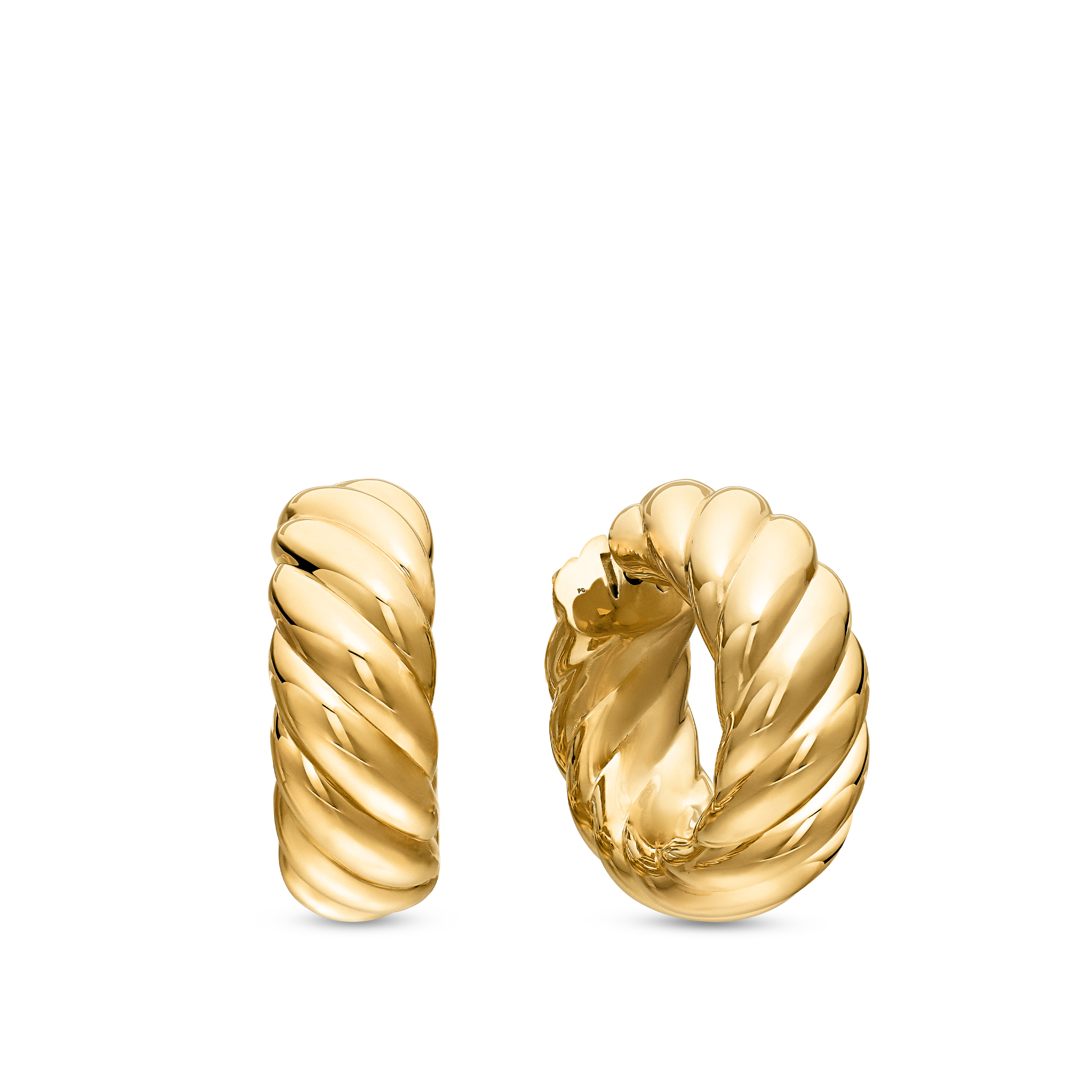Sculpted Cable Hoop Earrings in 18K Yellow Gold, 25mm
