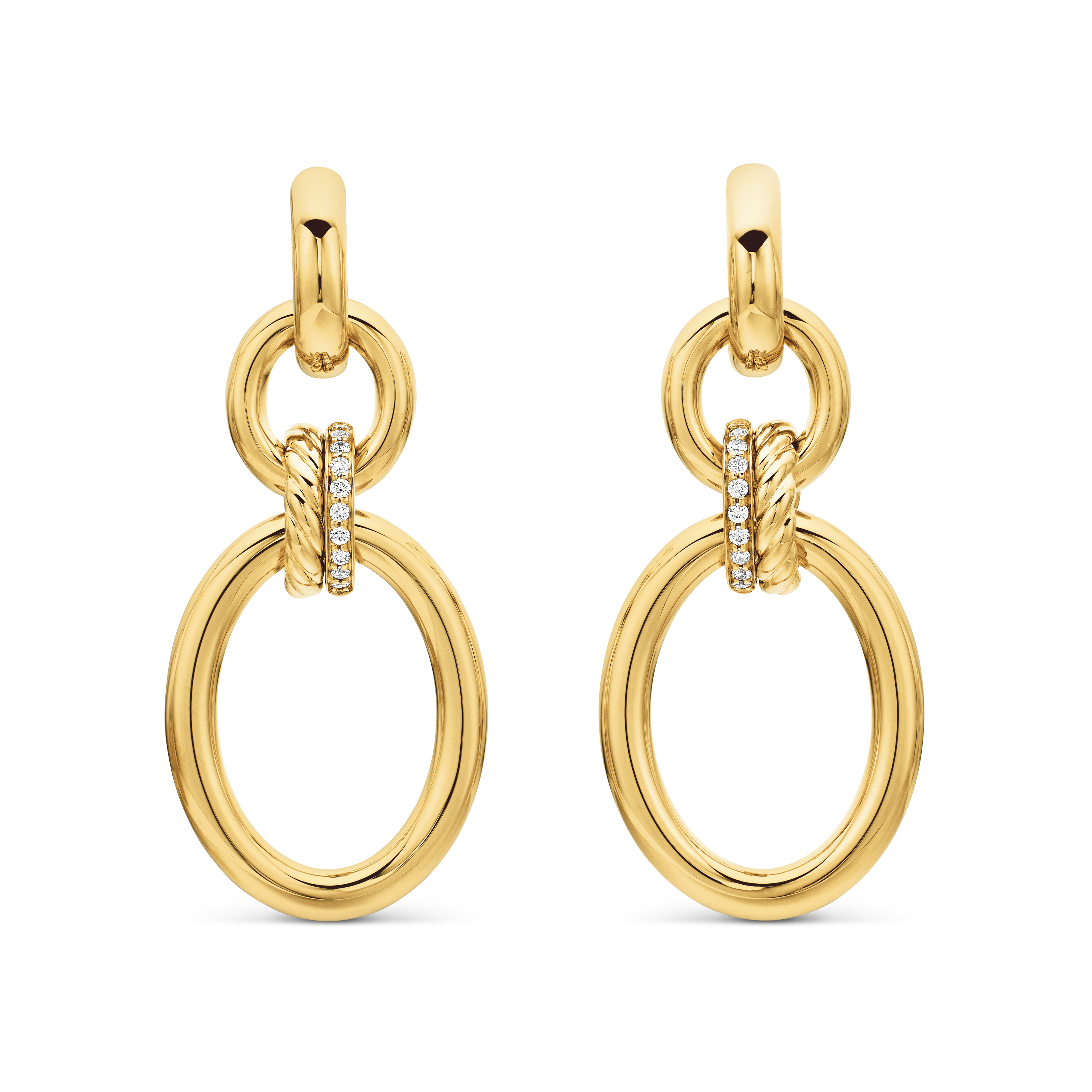 DY Mercer® Circular Drop Earrings in 18K Yellow Gold with Diamonds, 50mm DY Mercer® Circular Drop Earrings in 18K Yellow Gold with Diamonds, 50mm