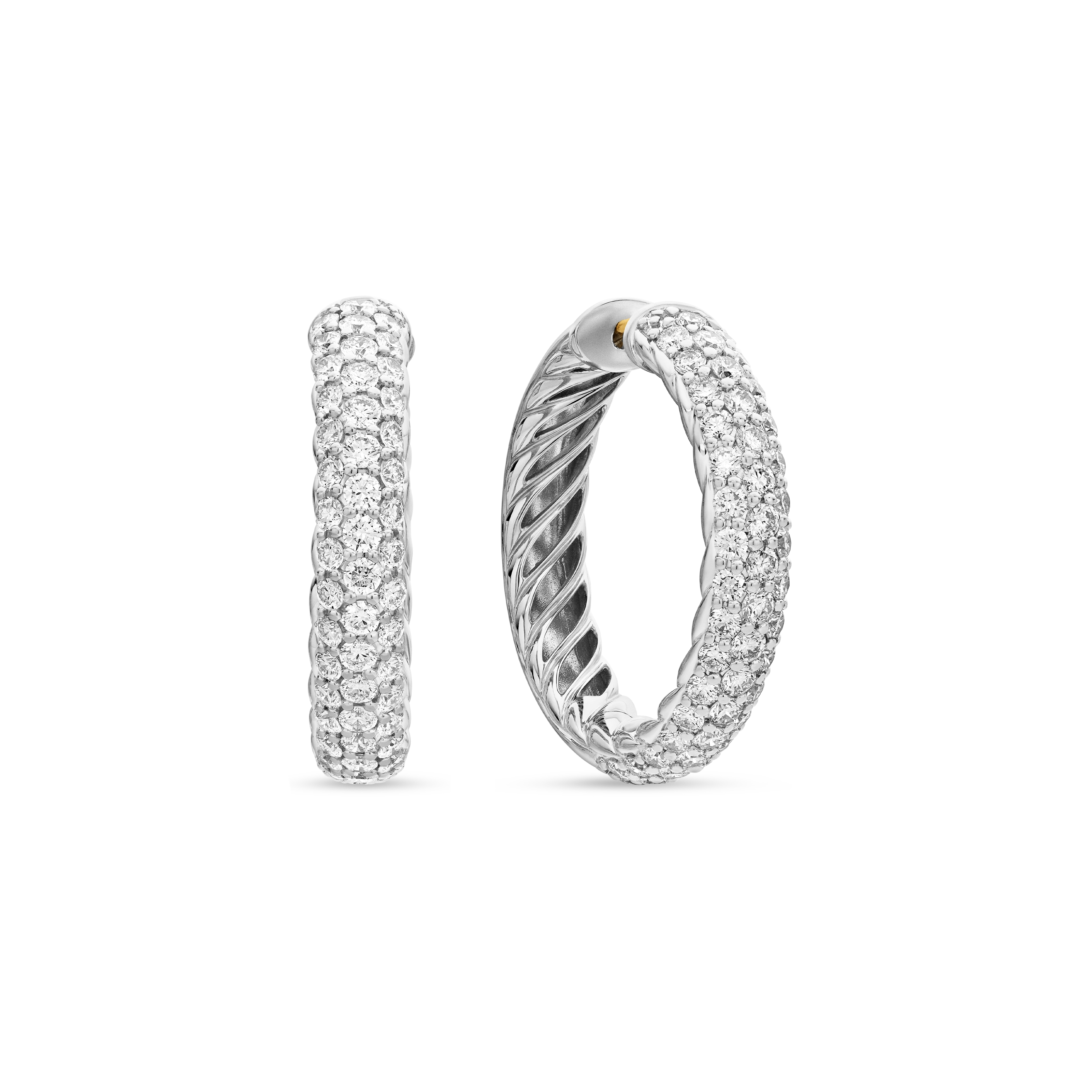DY Mercer® Hoop Earrings in Sterling Silver with Diamonds, 25.4mm DY Mercer® Hoop Earrings in Sterling Silver with Diamonds, 25.4mm