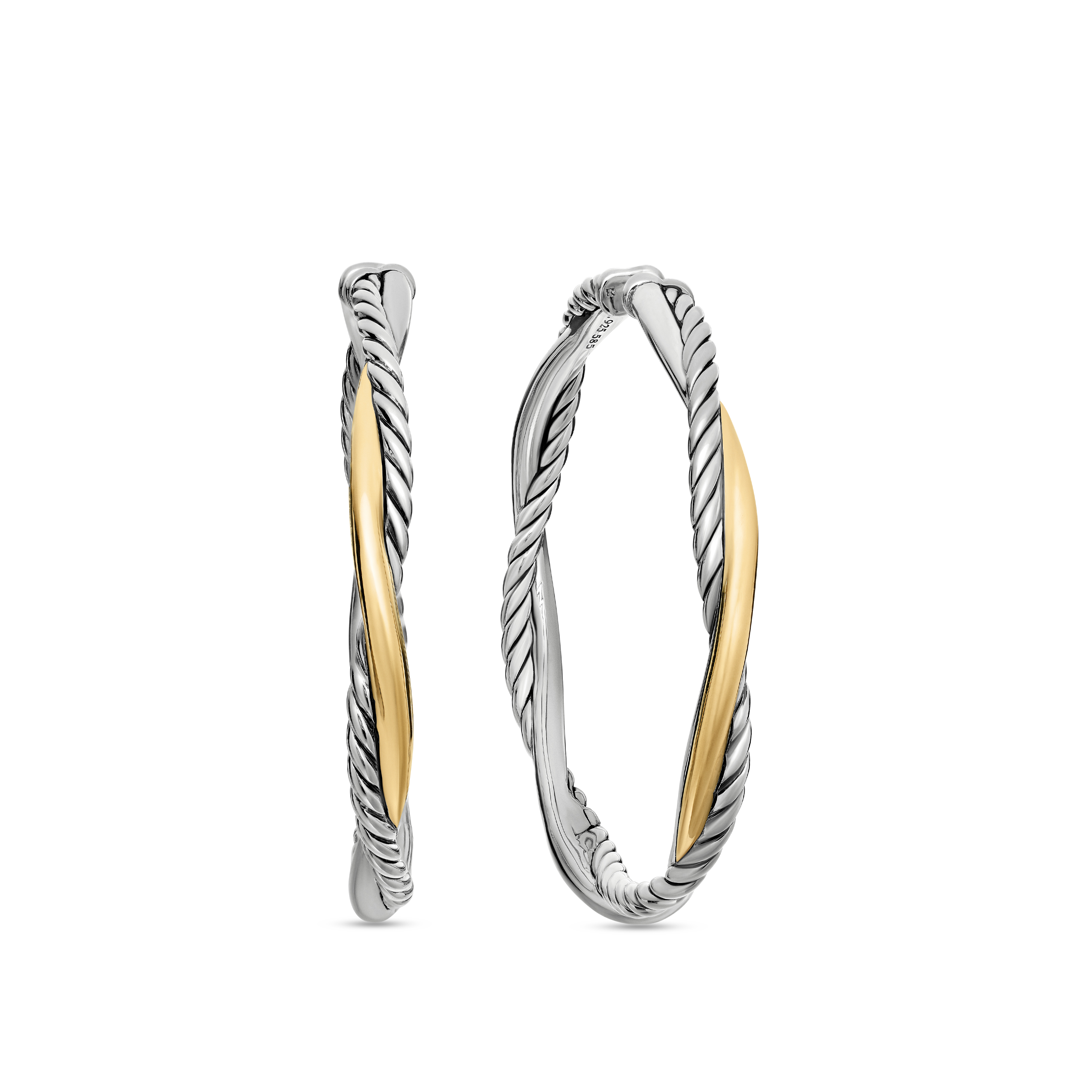 Infinity Hoop Earrings in Sterling Silver with 14K Yellow Gold, 42mm Infinity Hoop Earrings in Sterling Silver with 14K Yellow Gold, 42mm