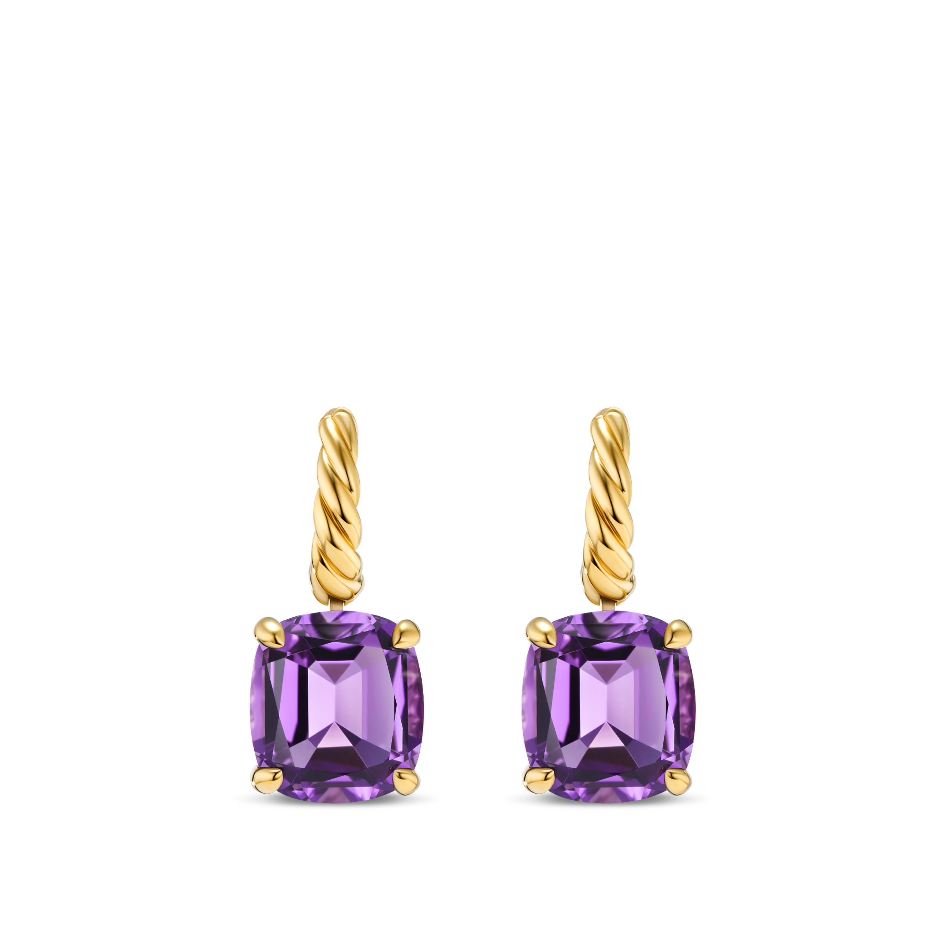 Marbella Drop Earrings in 18K Yellow Gold with Amethyst, 23.3mm
