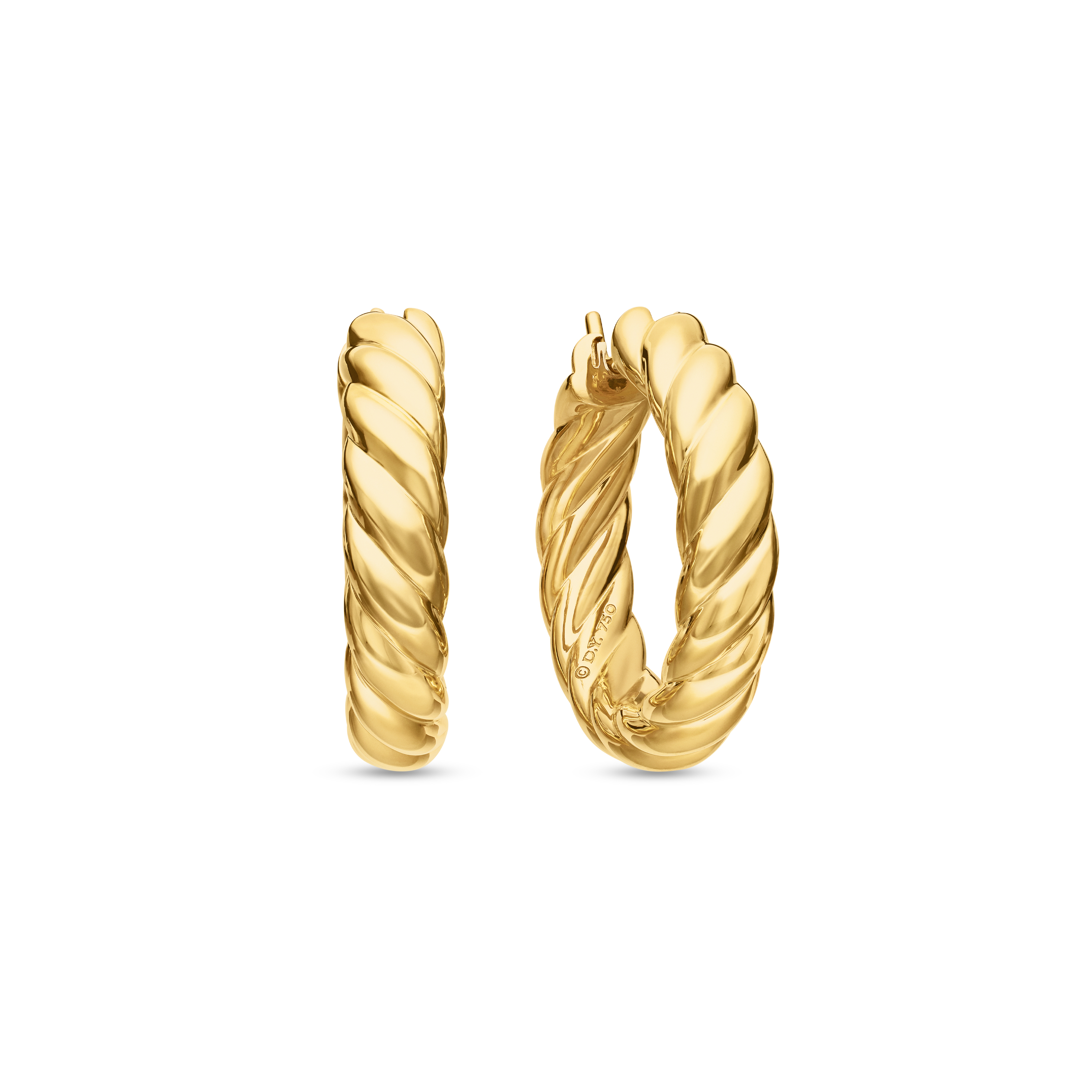 Sculpted Cable Hoop Earrings in 18K Yellow Gold, 25.4mm