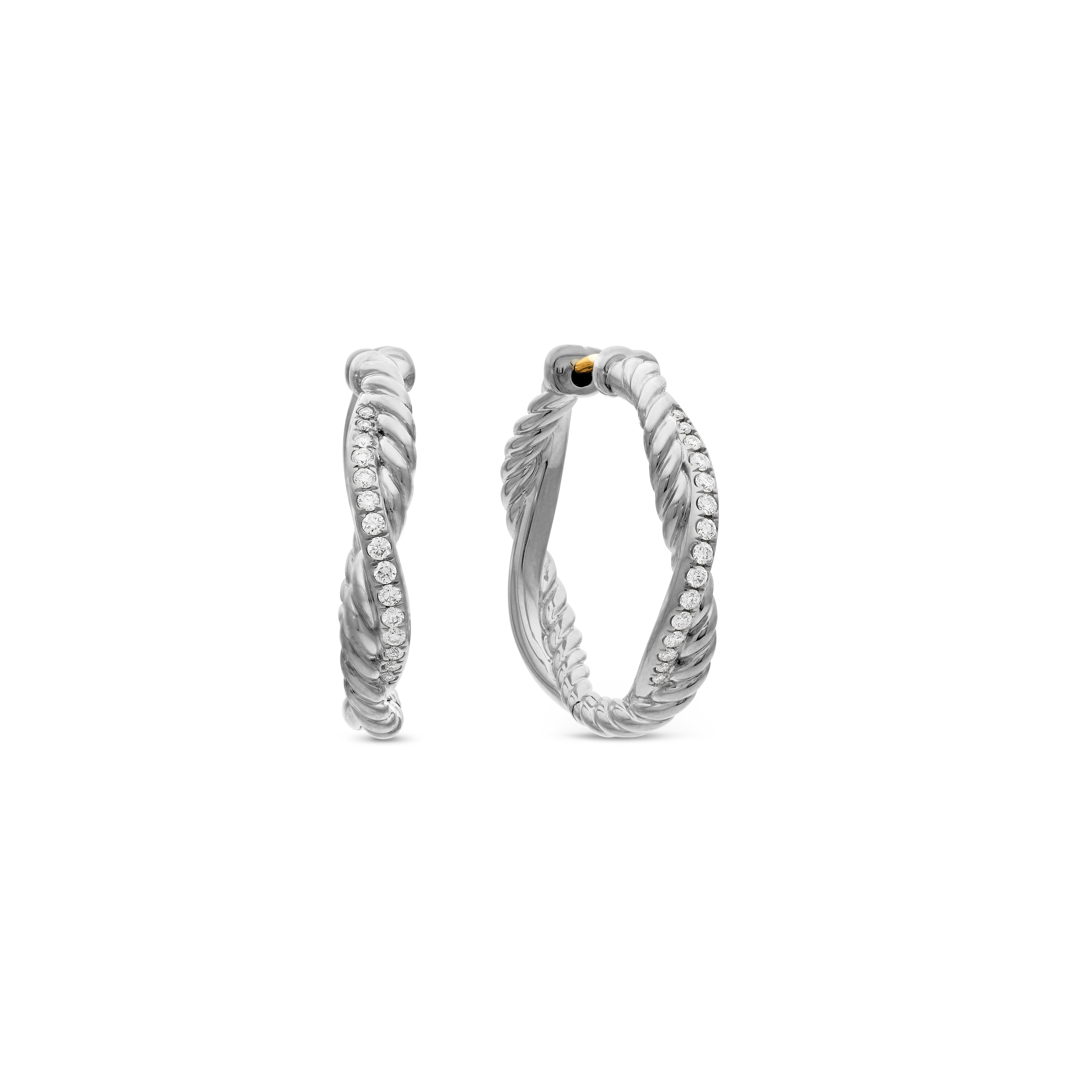 Petite Infinity Hoop Earrings in Sterling Silver with Diamonds, 17.3mm Petite Infinity Hoop Earrings in Sterling Silver with Diamonds, 17.3mm