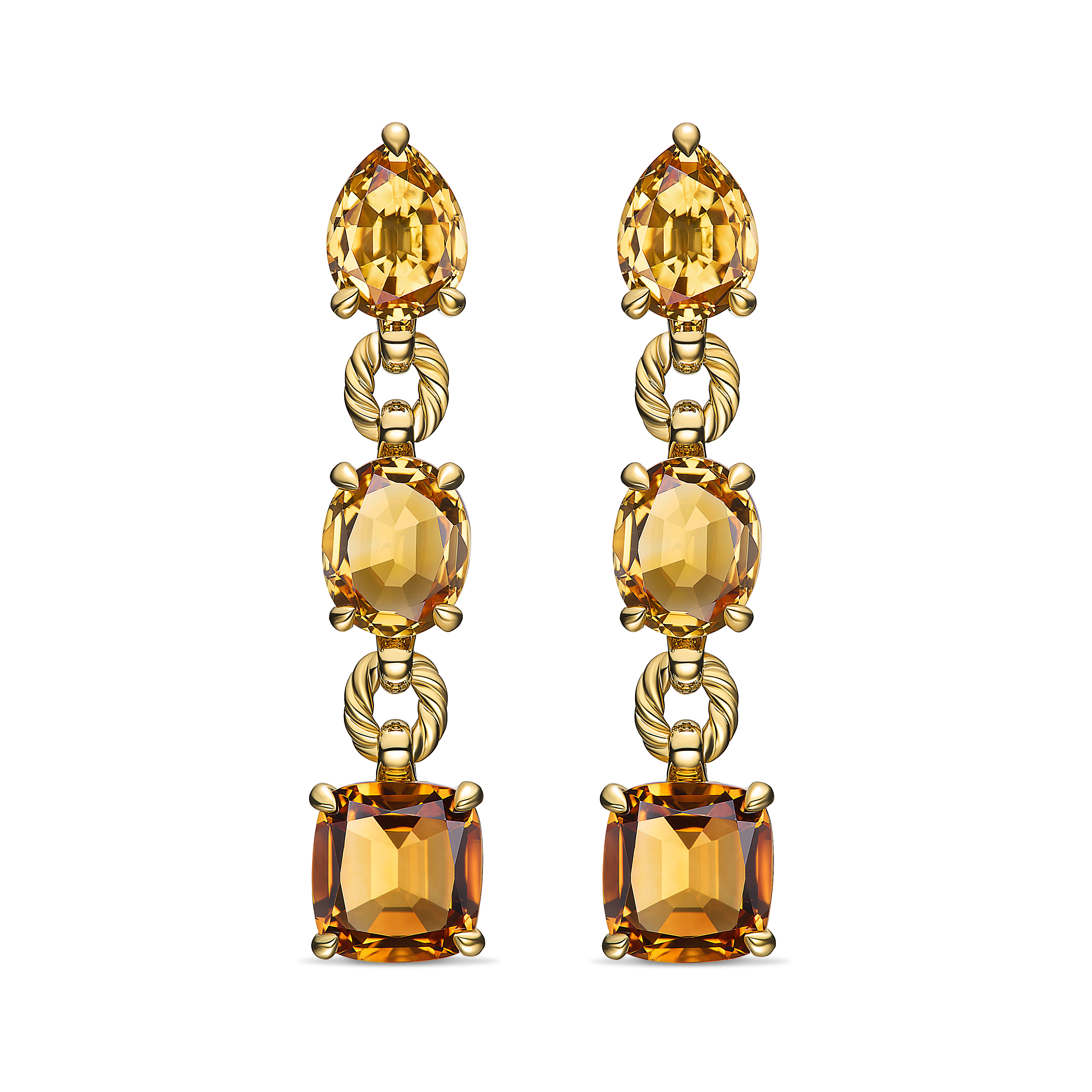 Marbella Drop Earrings in 18K Yellow Gold with Citrine and Madeira Citrine, 51mm Marbella Drop Earrings in 18K Yellow Gold with Citrine and Madeira Citrine, 51mm