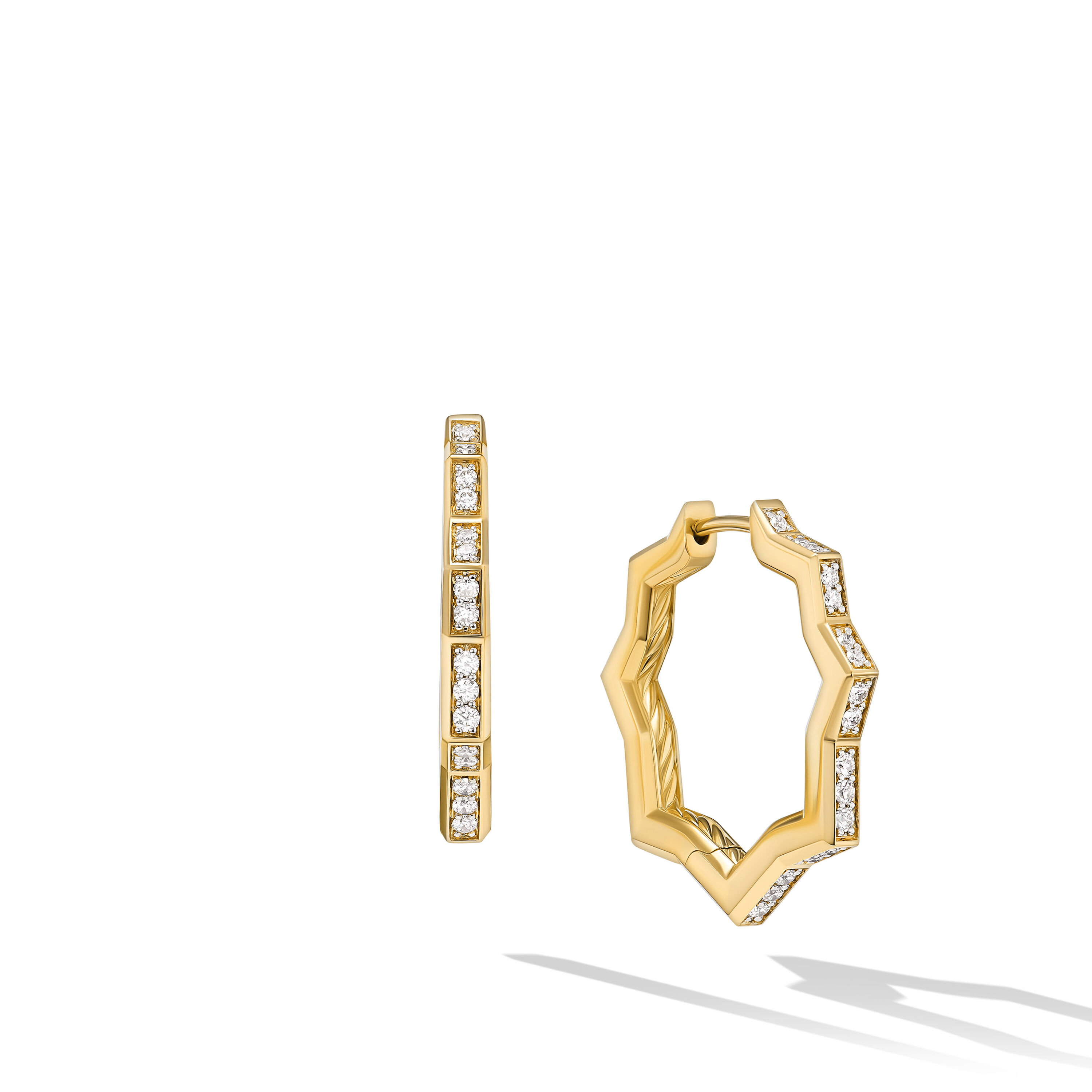 Zig Zag Stax™ Hoop Earrings in 18K Yellow Gold with Diamonds, 22.8mm Zig Zag Stax™ Hoop Earrings in 18K Yellow Gold with Diamonds, 22.8mm
