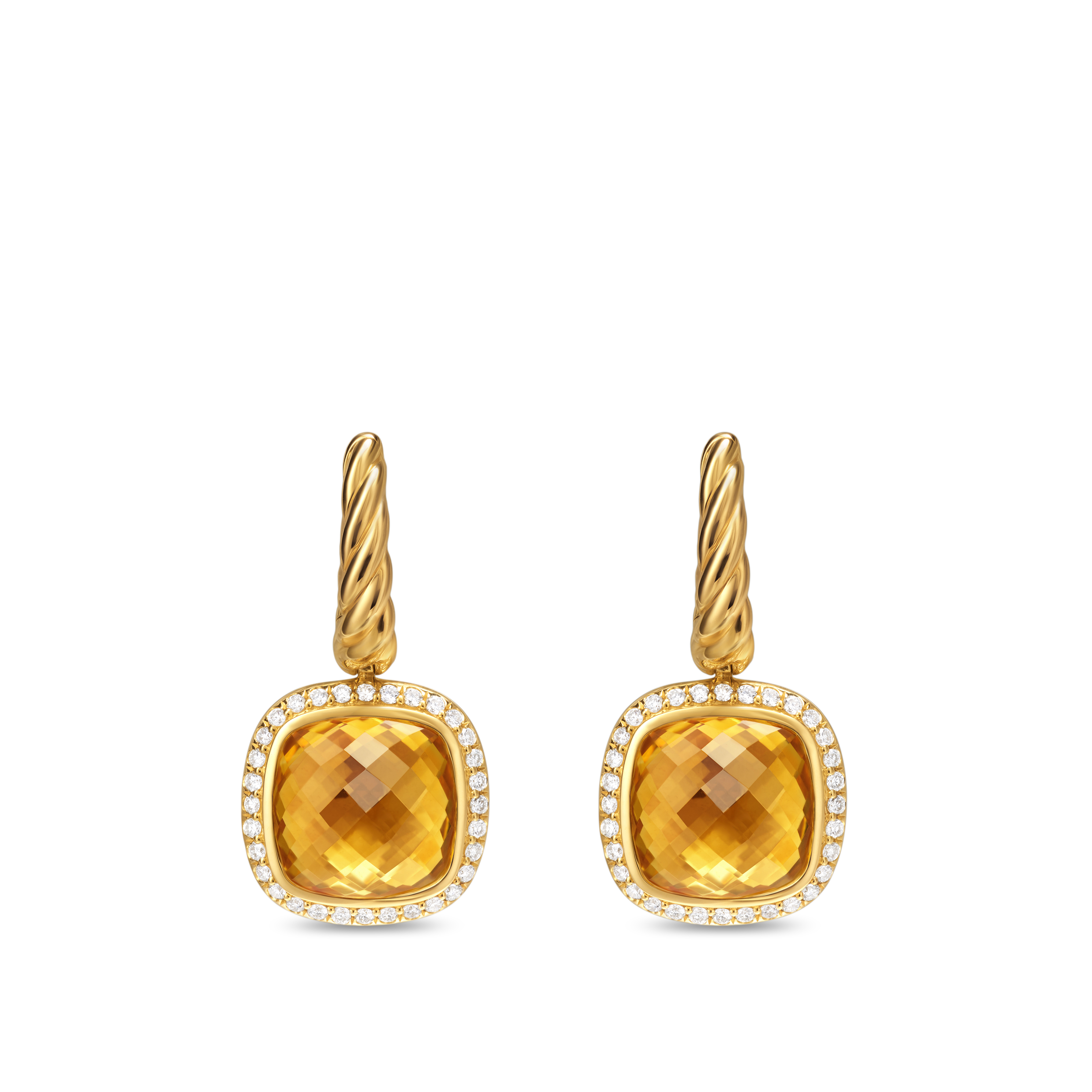 Albion® Drop Earrings in 18K Yellow Gold with Citrine and Diamonds, 10mm Albion® Drop Earrings in 18K Yellow Gold with Citrine and Diamonds, 10mm