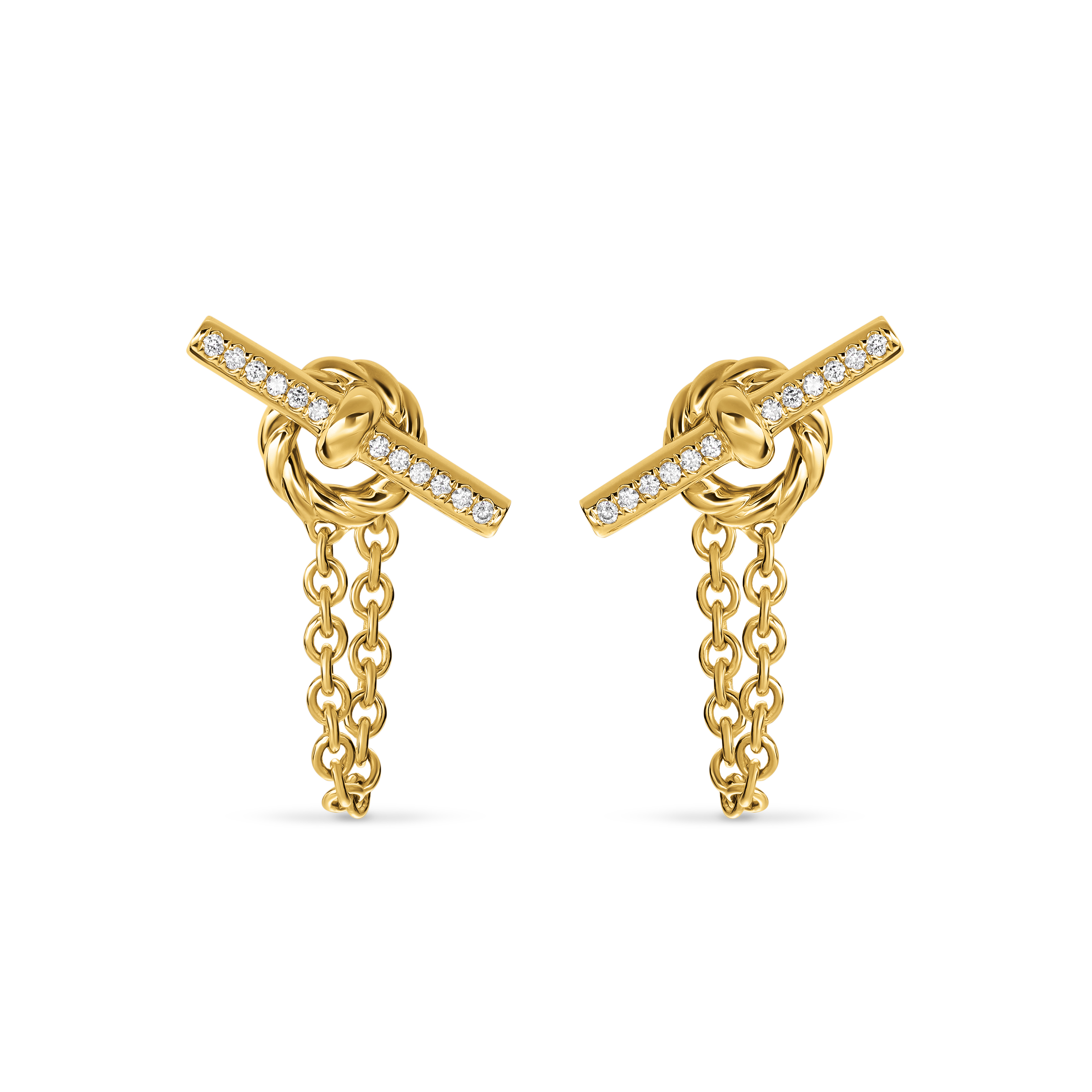 DY Mercer® Petite Toggle Stud Earrings in 18K Yellow Gold with Diamonds, 38.2mm DY Mercer® Petite Toggle Stud Earrings in 18K Yellow Gold with Diamonds, 38.2mm