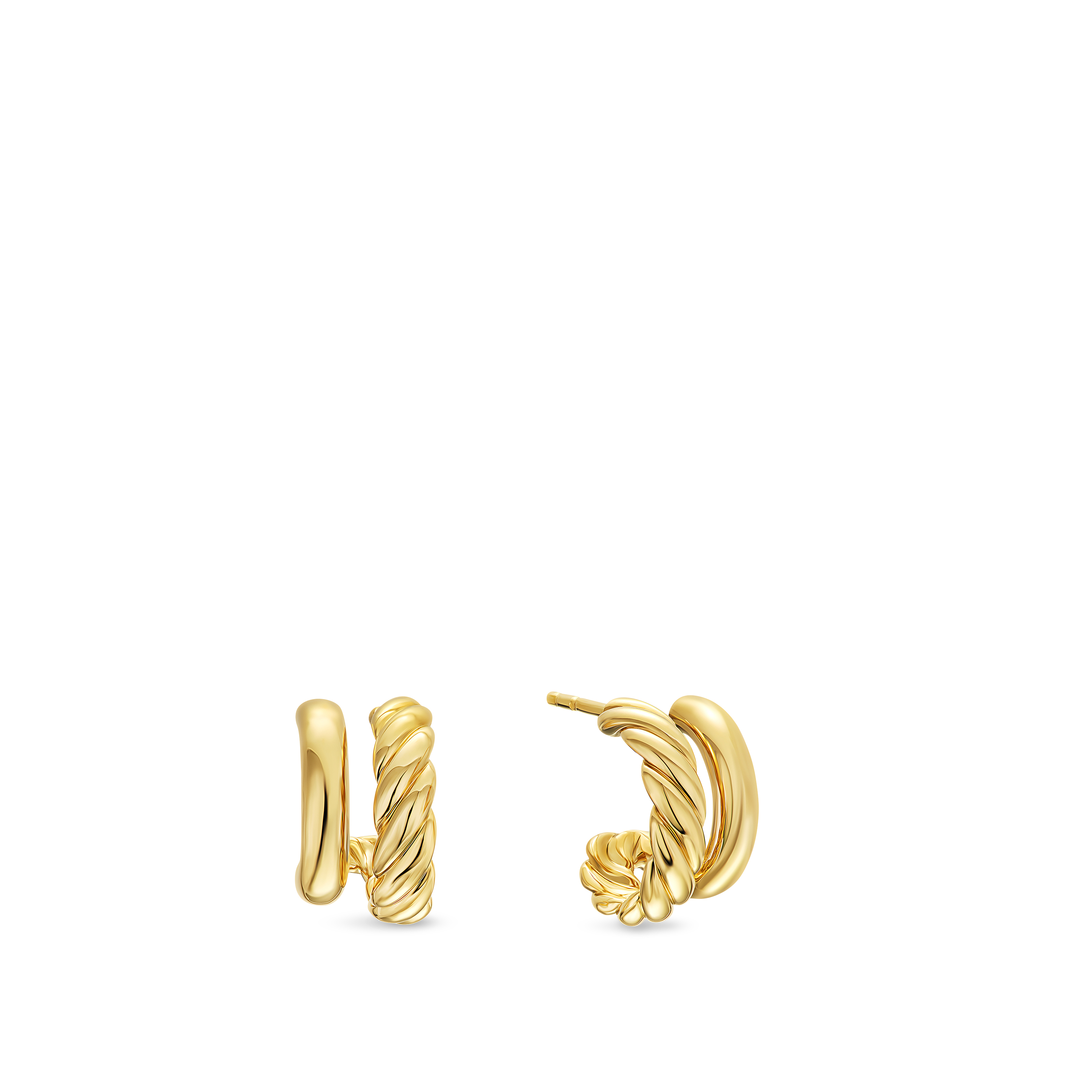DY Mercer® Double Hoop Huggie Earrings in 18K Yellow Gold, 13.5mm DY Mercer® Double Hoop Huggie Earrings in 18K Yellow Gold, 13.5mm