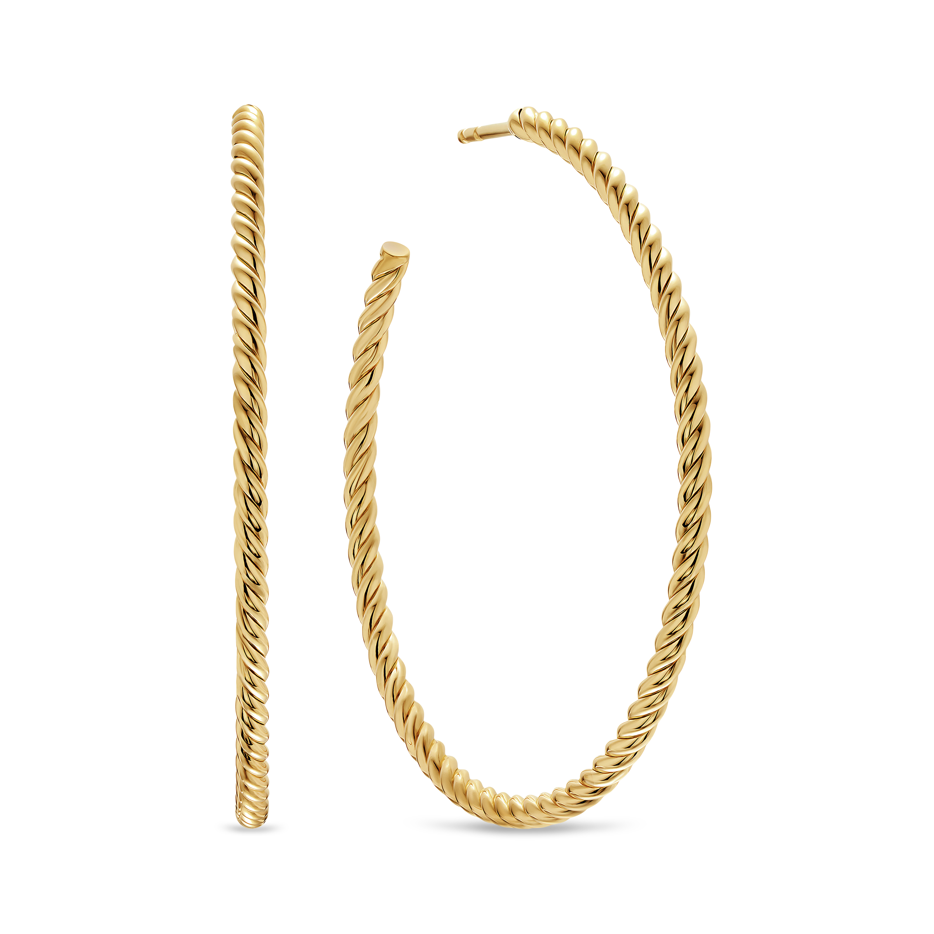Cable Hoop Earrings in 18K Yellow Gold, 42.3mm Cable Hoop Earrings in 18K Yellow Gold, 42.3mm