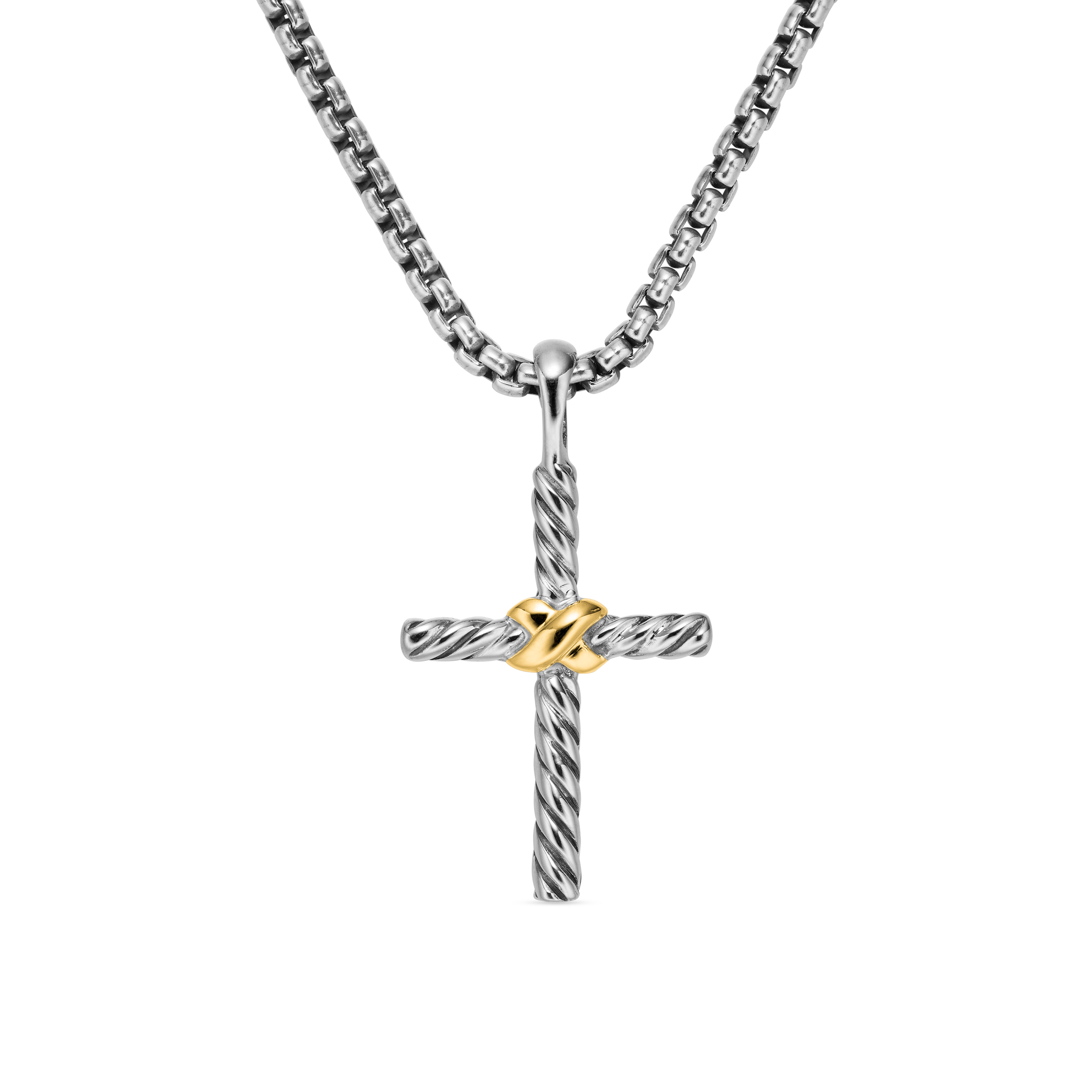 Petite X Cross Necklace in Sterling Silver with 14K Yellow Gold, 24mm Petite X Cross Necklace in Sterling Silver with 14K Yellow Gold, 24mm