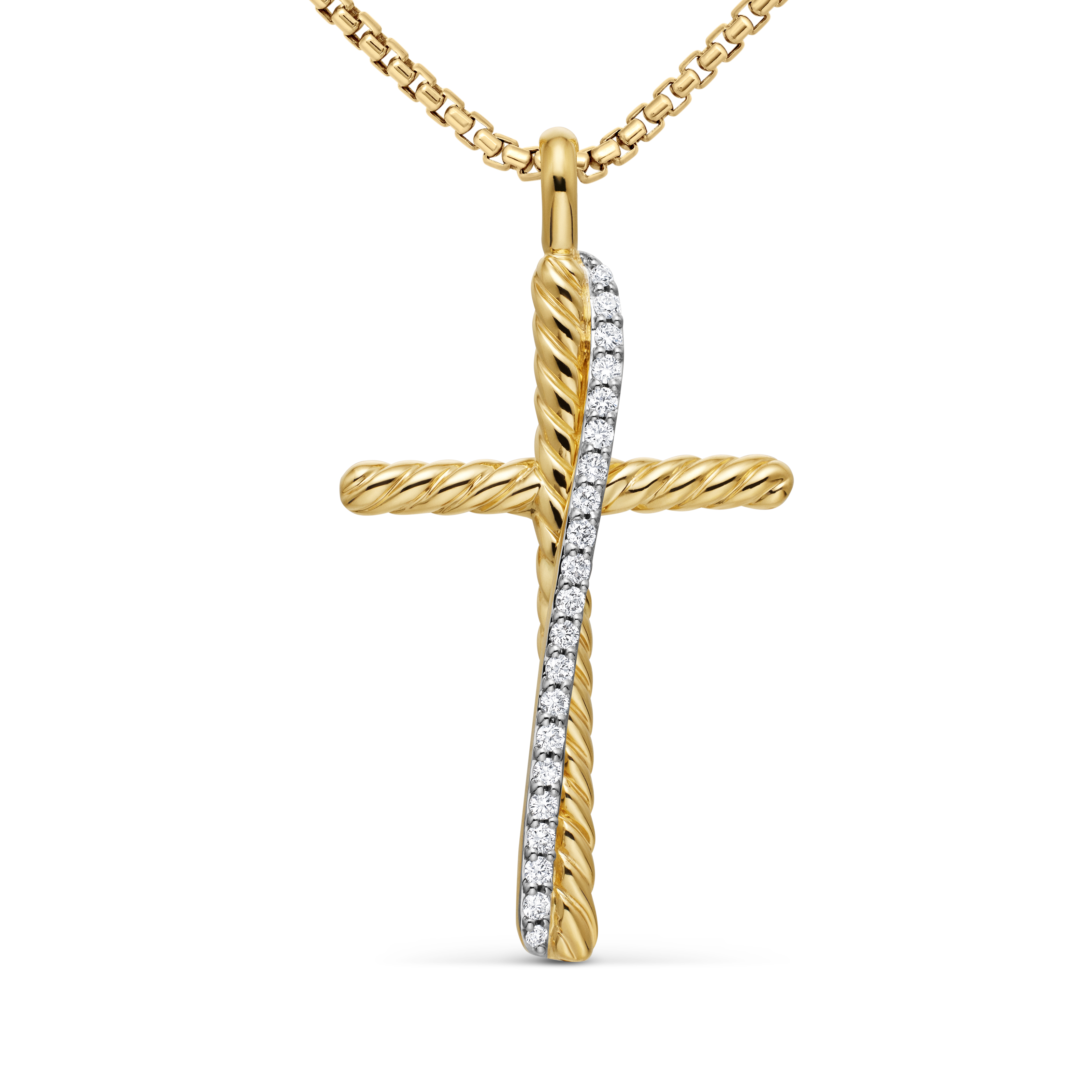 Crossover Cross Necklace in 18K Yellow Gold with Diamonds, 35.6mm Crossover Cross Necklace in 18K Yellow Gold with Diamonds, 35.6mm