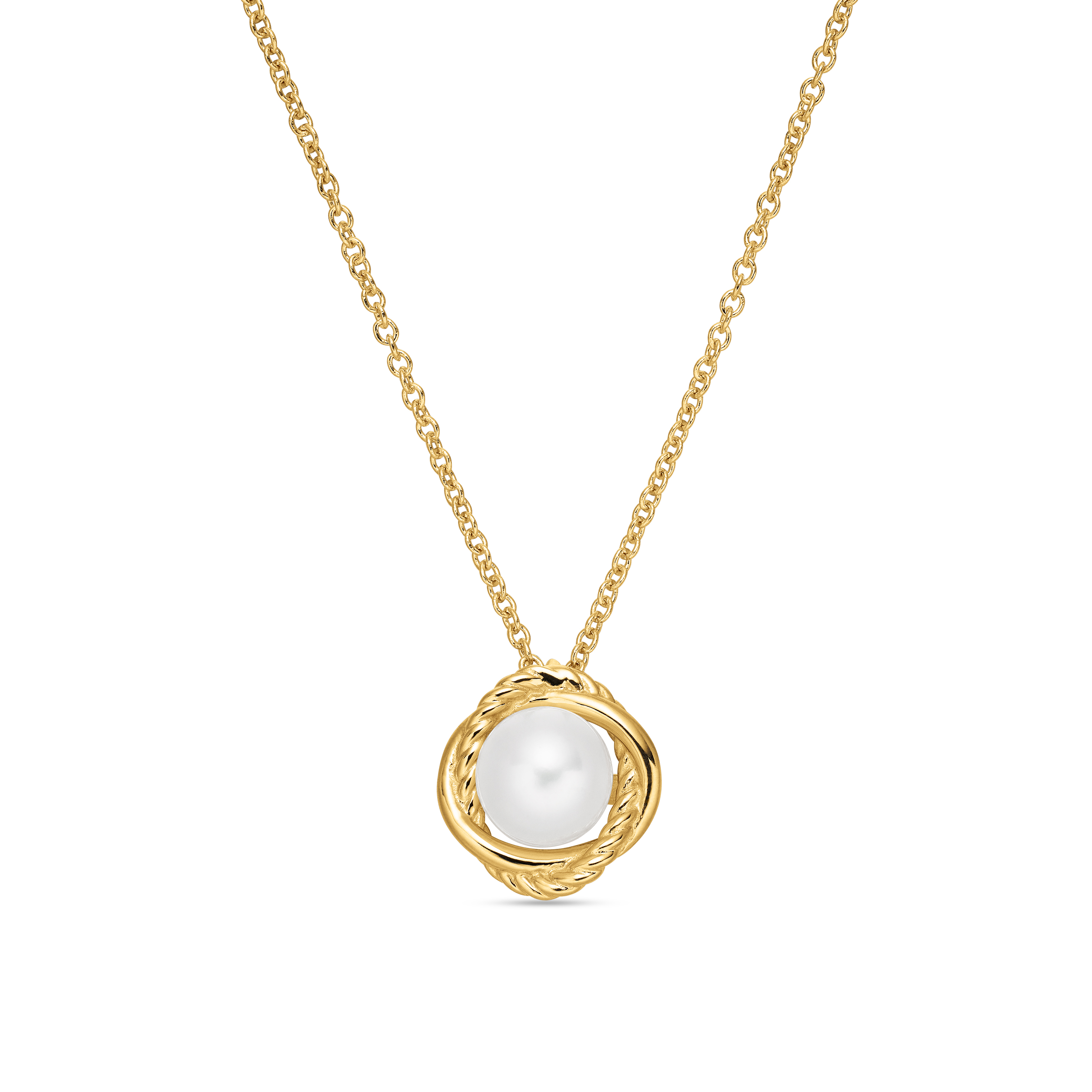 Infinity Pendant Necklace in 18K Yellow Gold with Pearl, 10mm Infinity Pendant Necklace in 18K Yellow Gold with Pearl, 10mm