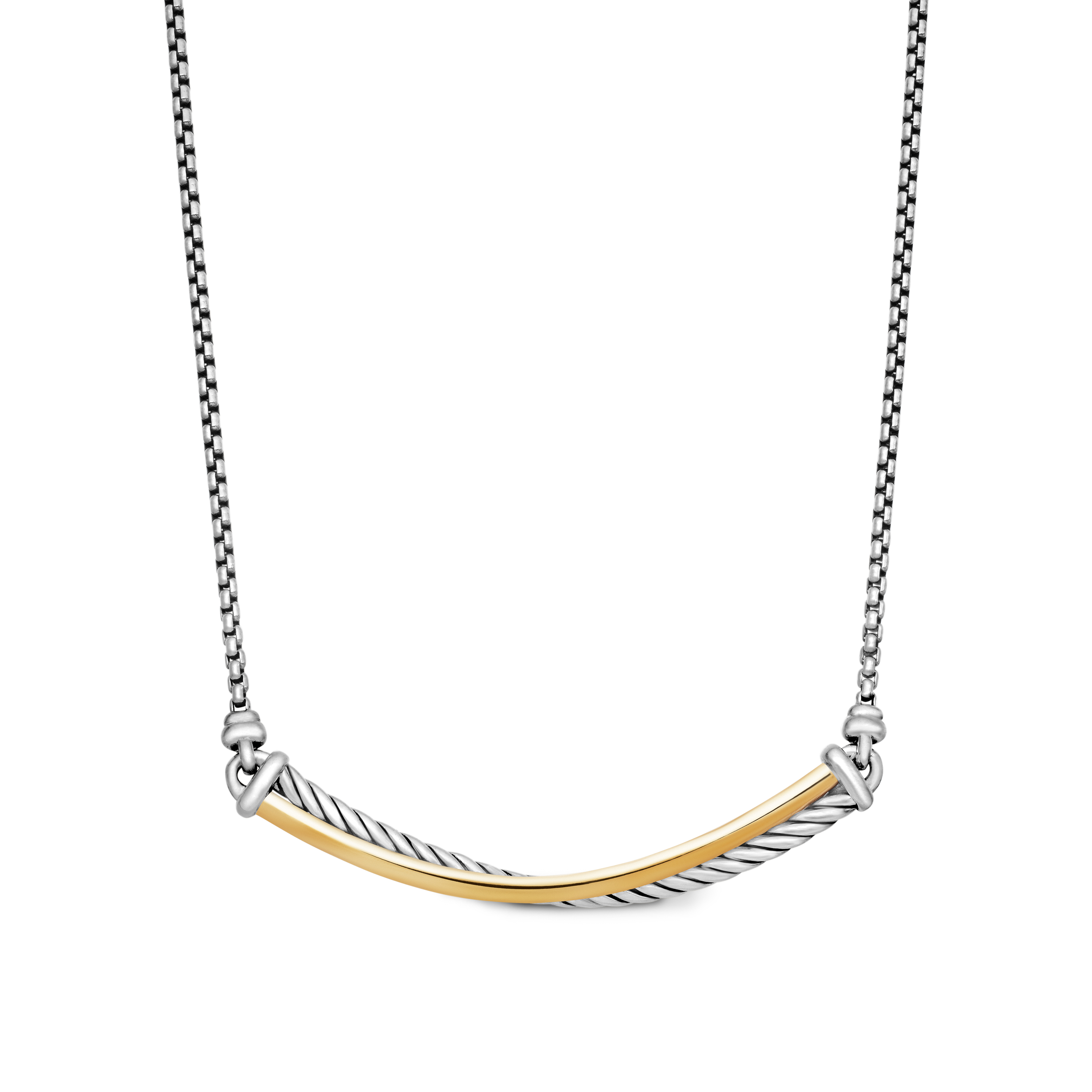 Crossover Bar Necklace in Sterling Silver with 18K Yellow Gold Crossover Bar Necklace in Sterling Silver with 18K Yellow Gold