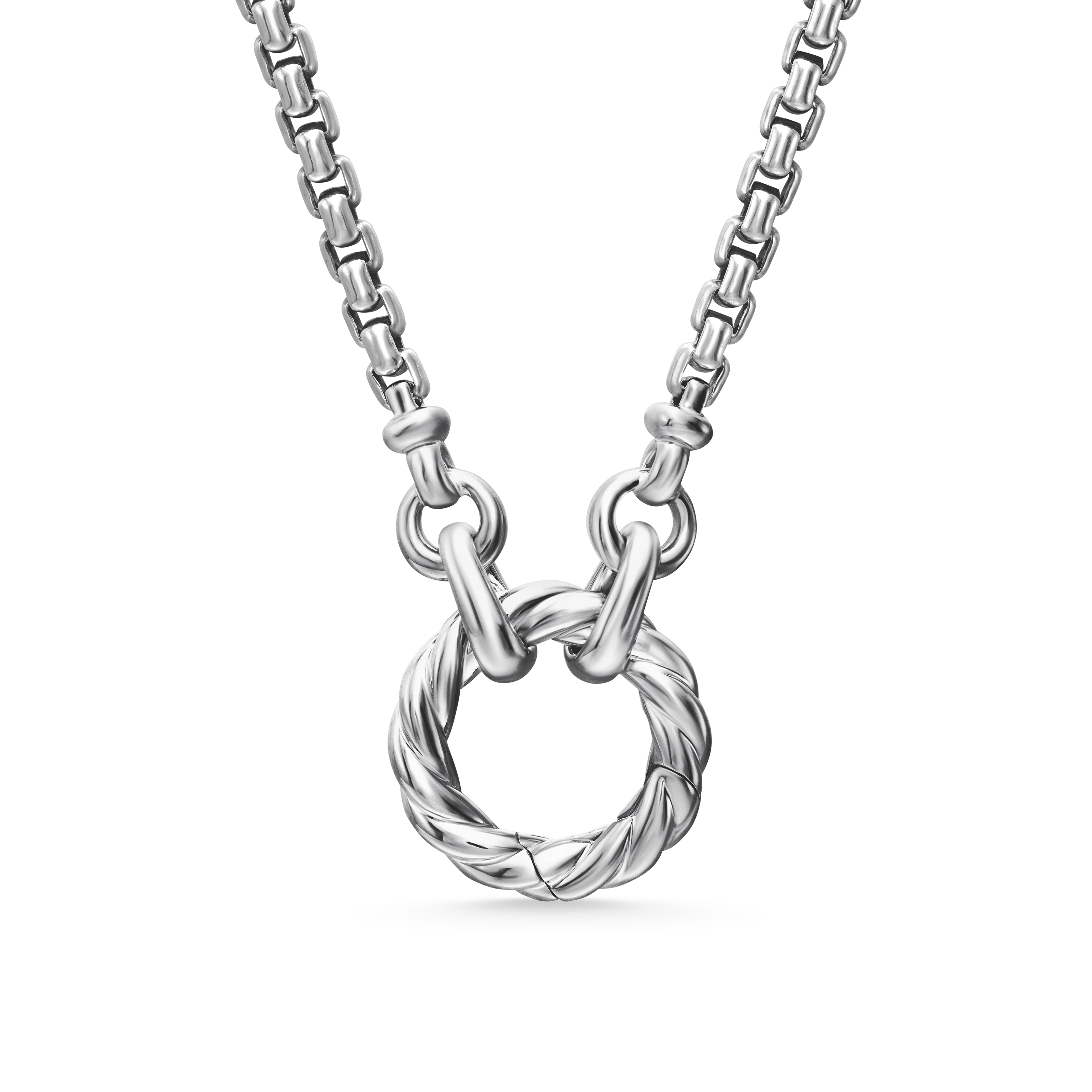 Cable Amulet Vehicle Box Chain Necklace in Sterling Silver, 2.7mm Cable Amulet Vehicle Box Chain Necklace in Sterling Silver, 2.7mm