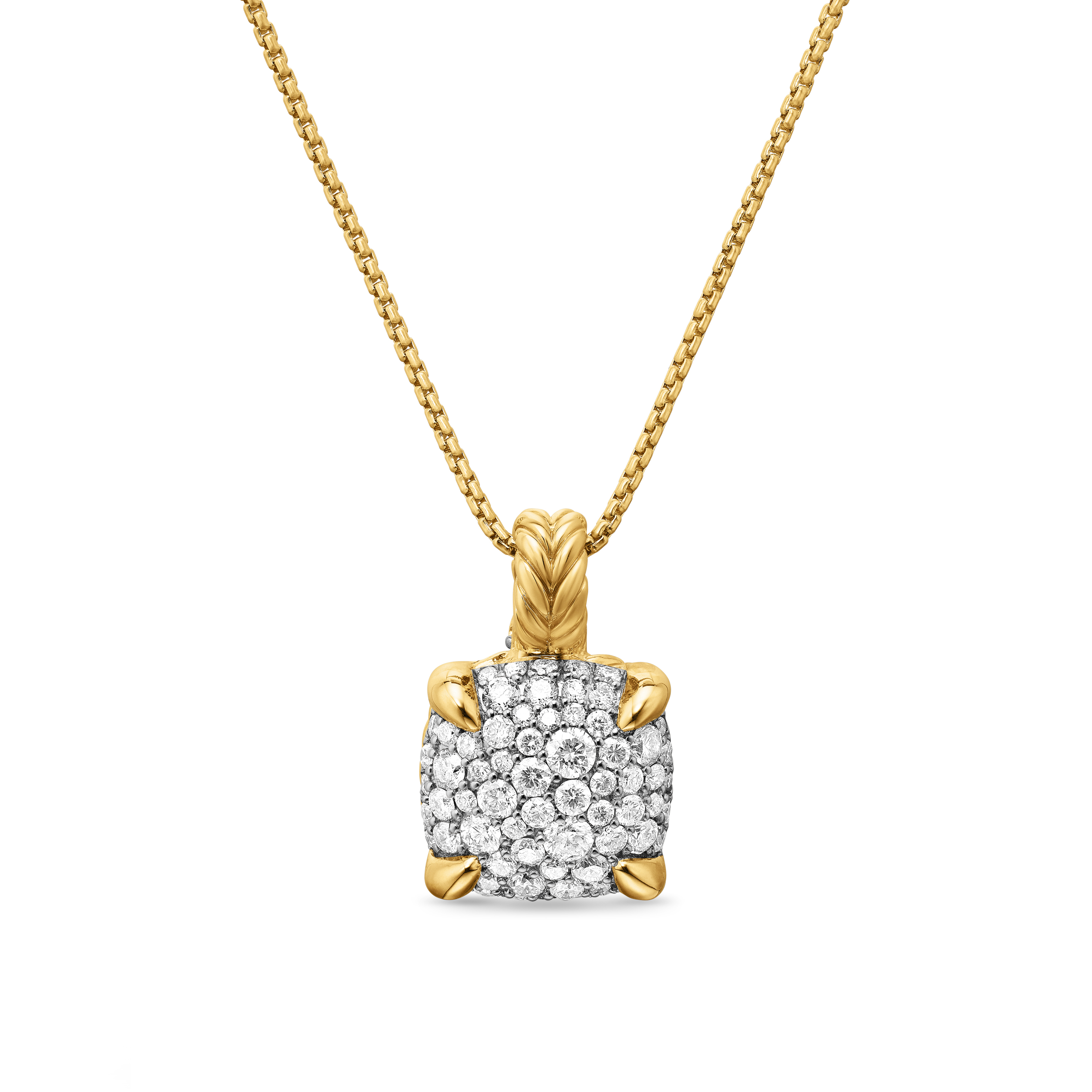 Chatelaine® Pendant Necklace in 18K Yellow Gold with Pavé Diamonds, 11mm Chatelaine® Pendant Necklace in 18K Yellow Gold with Pavé Diamonds, 11mm