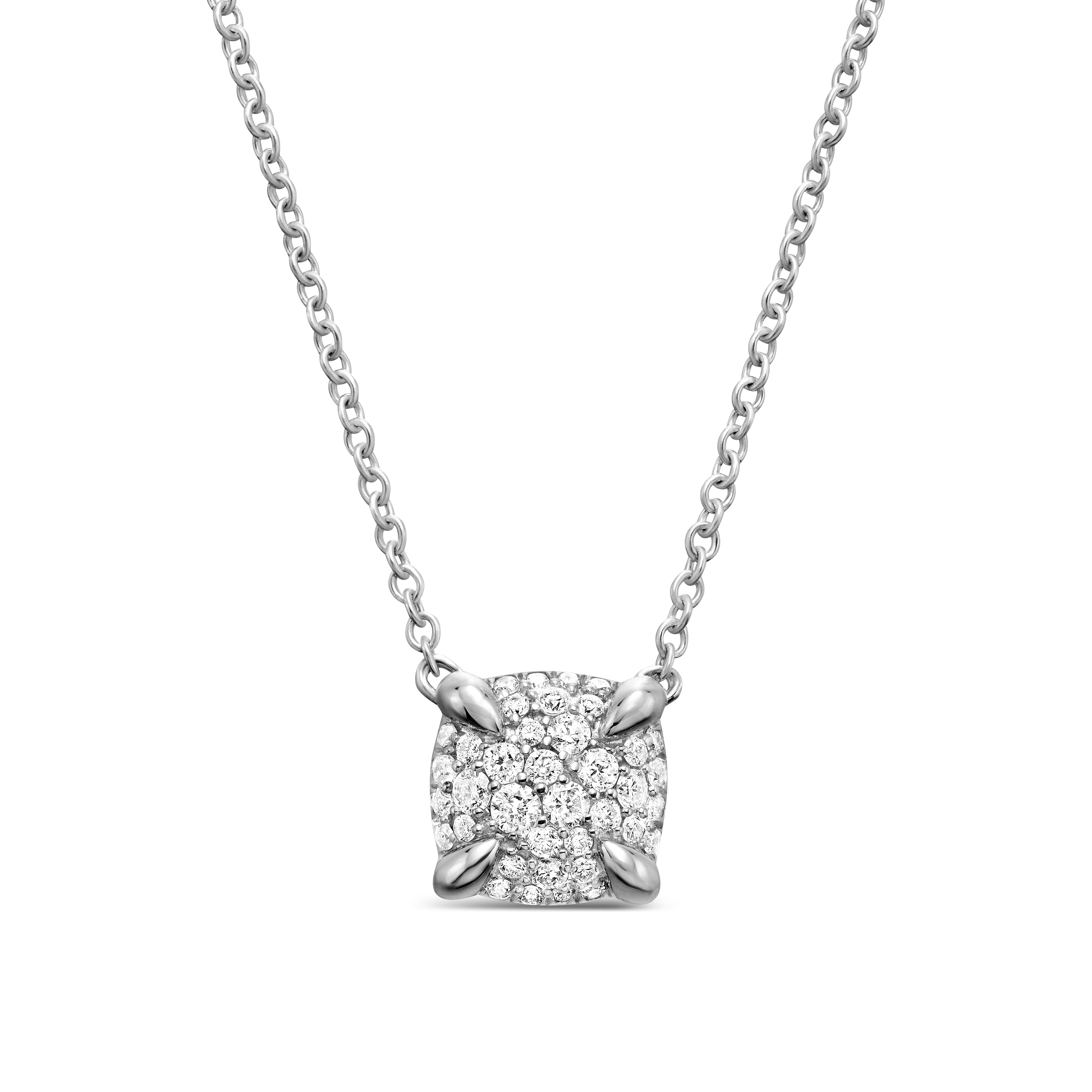 Petite Chatelaine® Pendant Necklace in Sterling Silver with Pavé Diamonds, 7mm
