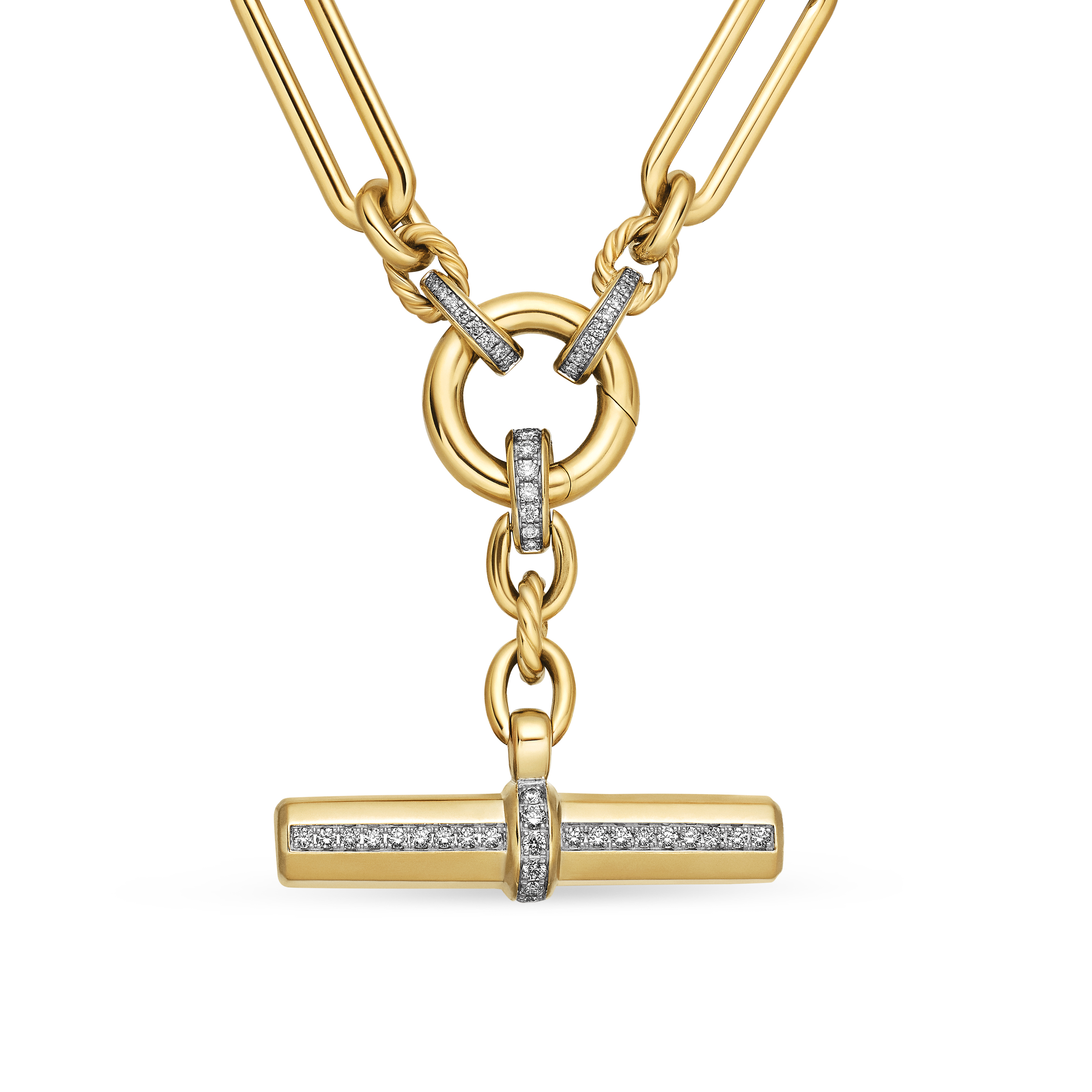Lexington E/W Chain Necklace in 18K Yellow Gold with Diamonds, 6.5mm Lexington E/W Chain Necklace in 18K Yellow Gold with Diamonds, 6.5mm