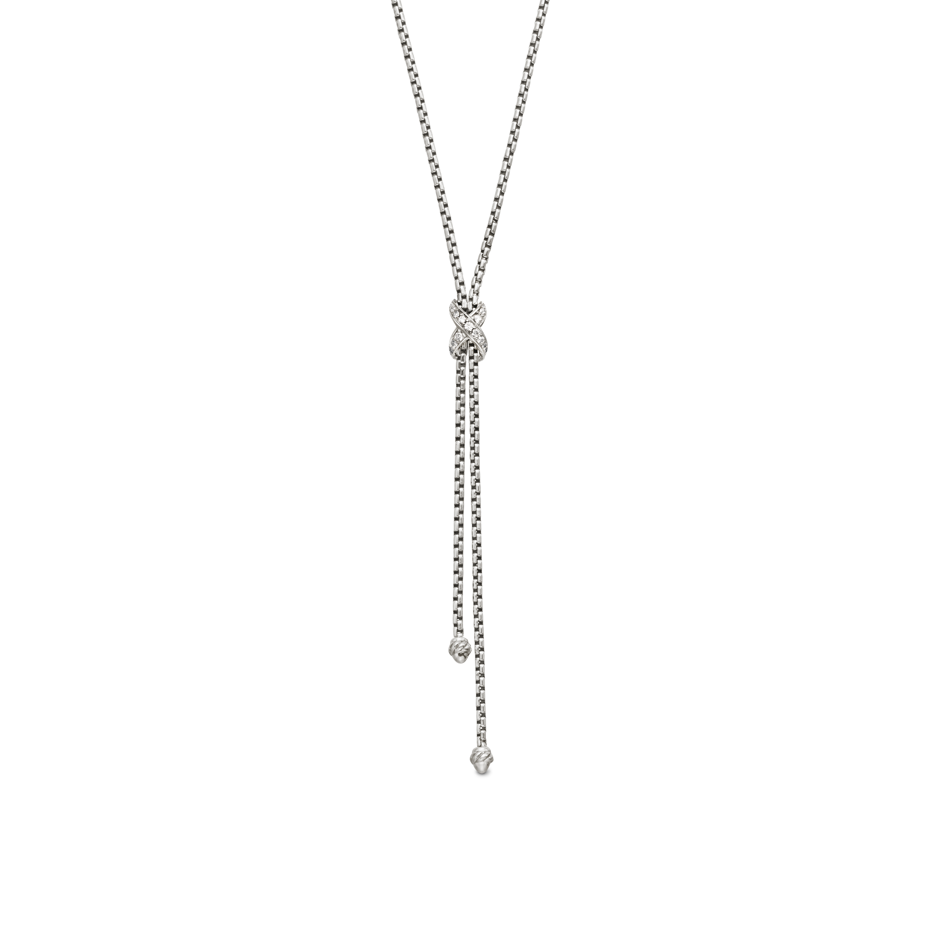 Petite X Lariat Necklace in Sterling Silver with Diamonds Petite X Lariat Necklace in Sterling Silver with Diamonds