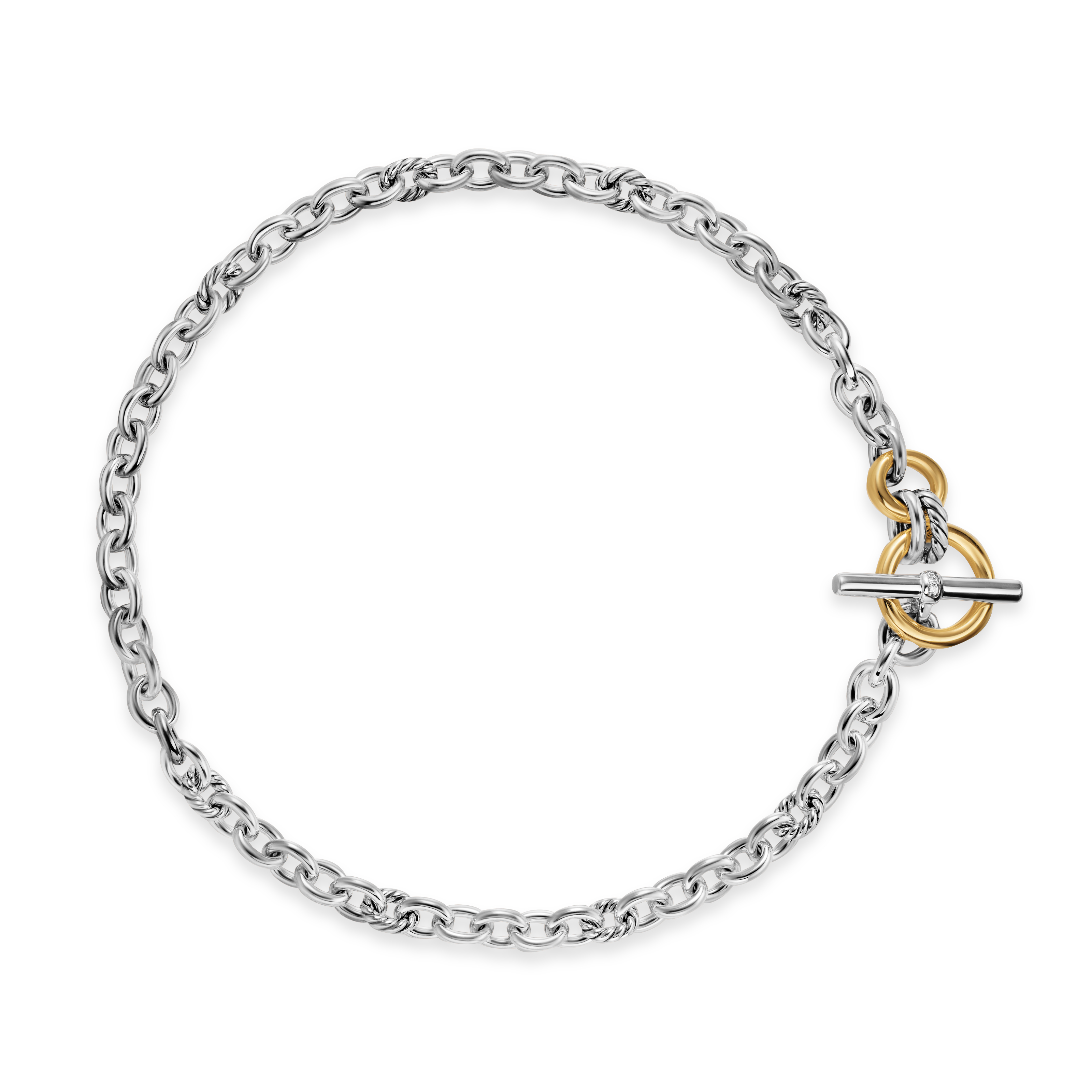 DY Mercer® Toggle Chain Necklace in Sterling Silver with 18K Yellow Gold and Diamonds, 8mm DY Mercer® Toggle Chain Necklace in Sterling Silver with 18K Yellow Gold and Diamonds, 8mm