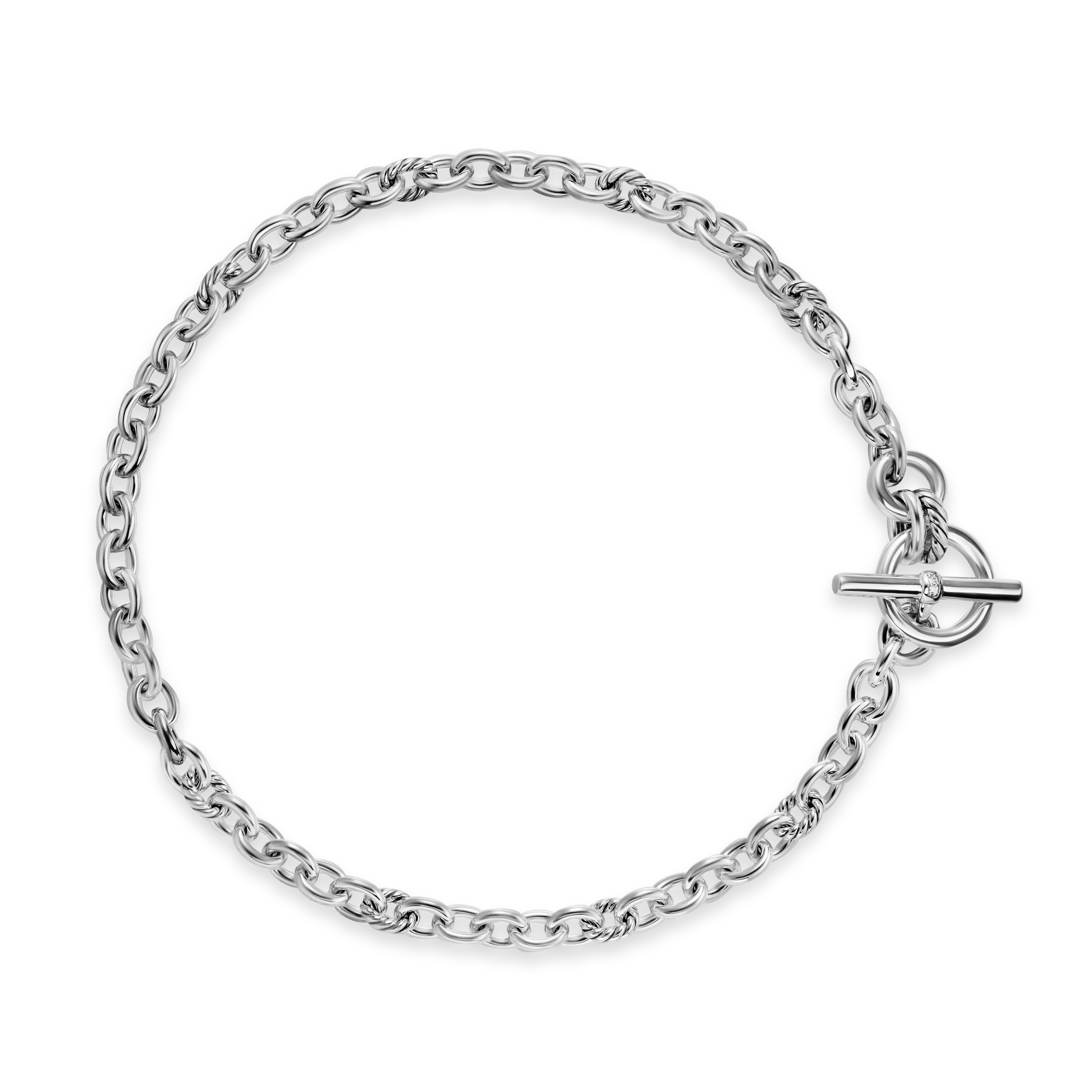 DY Mercer® Toggle Chain Necklace in Sterling Silver with Diamonds, 8mm DY Mercer® Toggle Chain Necklace in Sterling Silver with Diamonds, 8mm