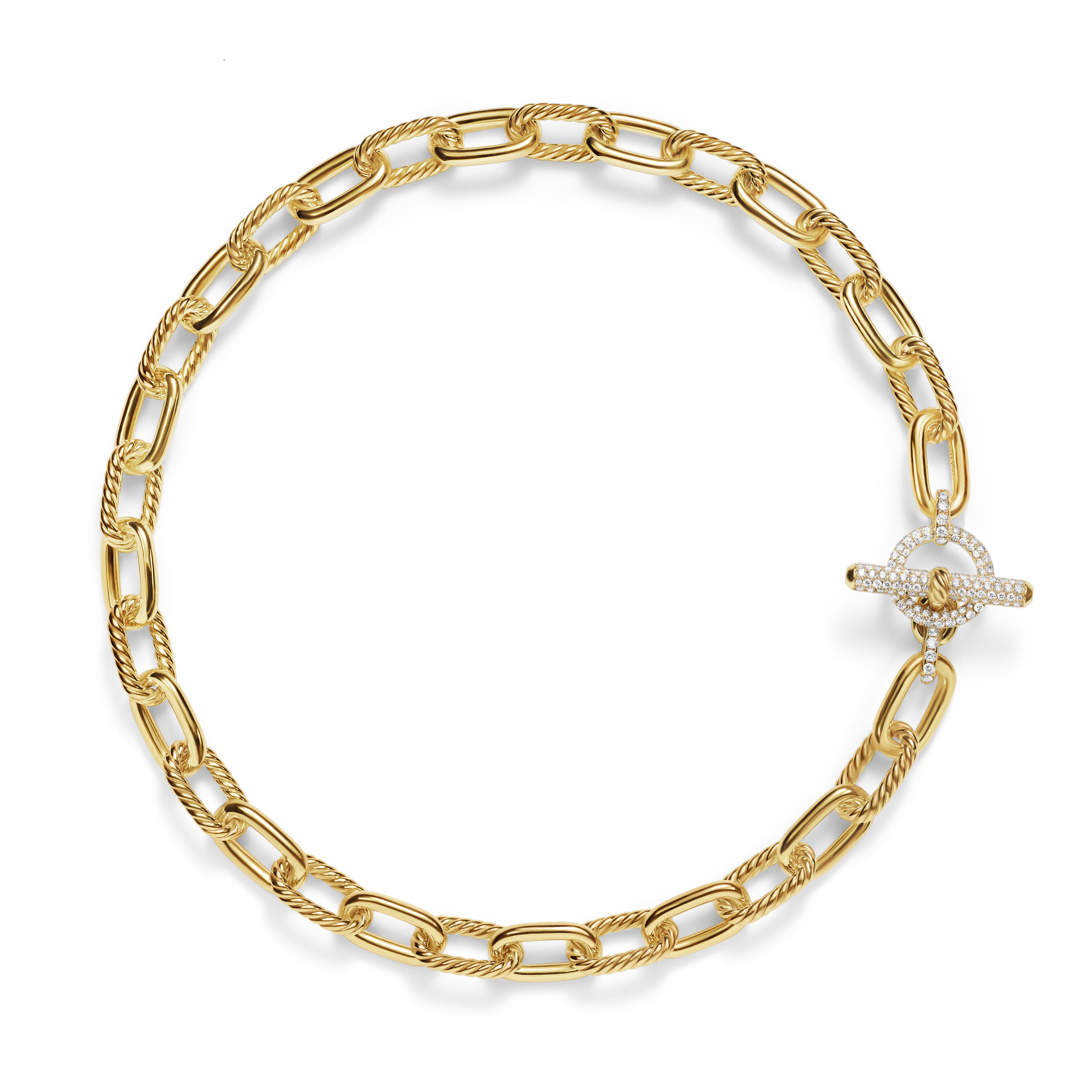 DY Madison® Toggle Chain Necklace in 18K Yellow Gold with Diamonds, 11mm